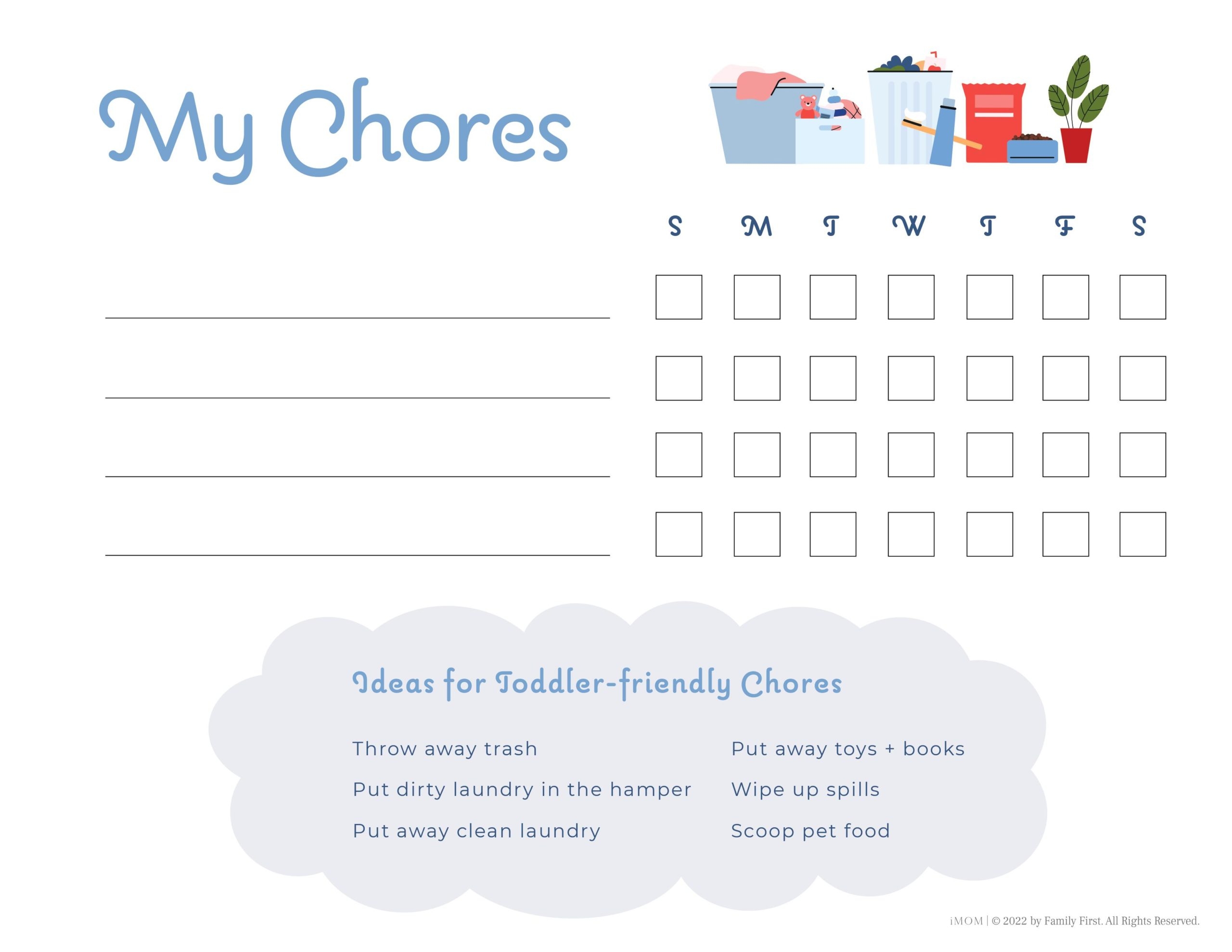 Kids Friendly Chore Chart Printable