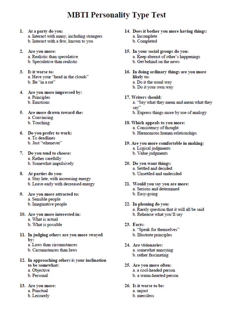10 Fun Printable Personality Tests For Students Happier Human Worksheets Library