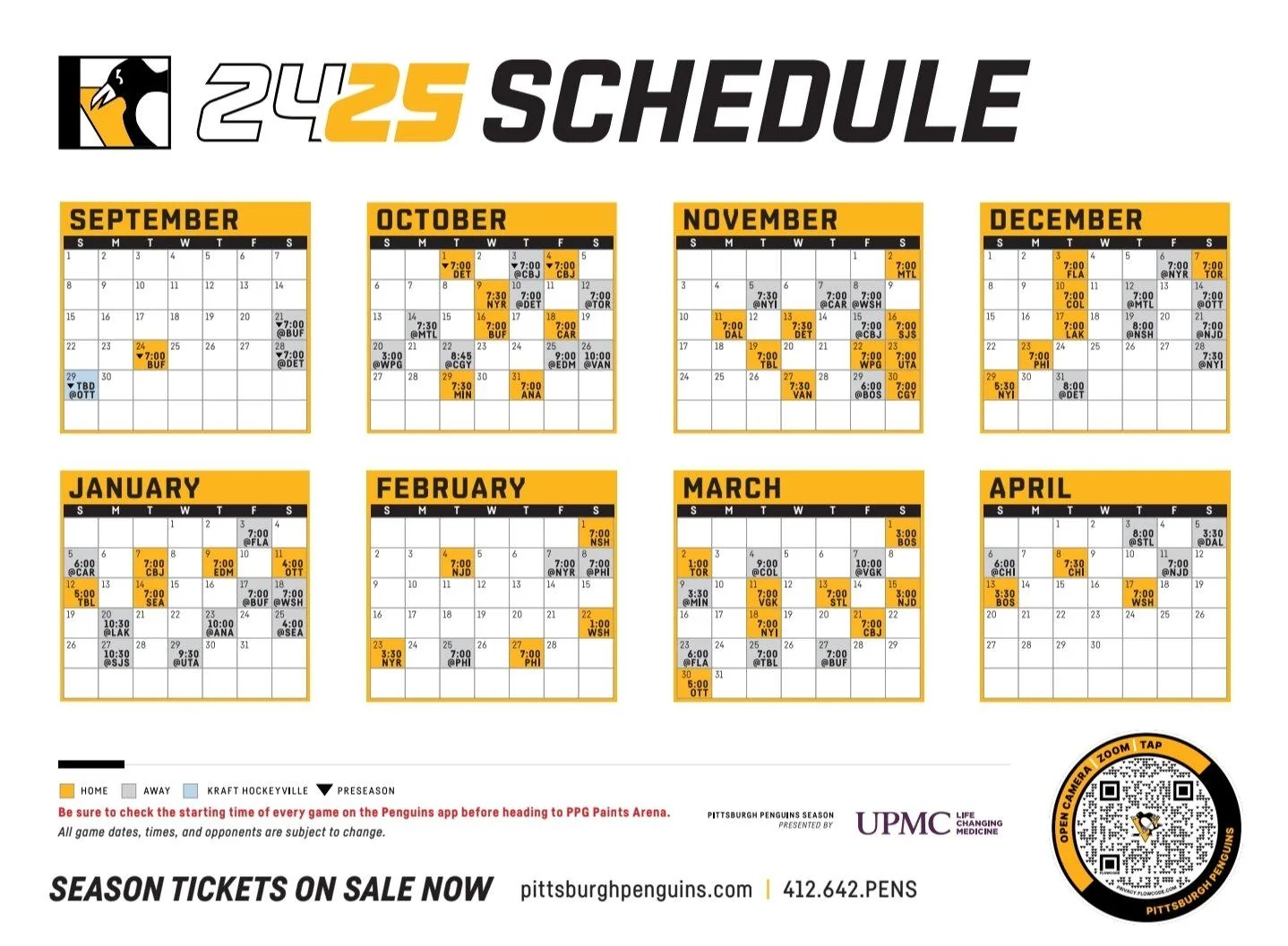 Pittsburgh Penguins Schedule 2026 27 Printable