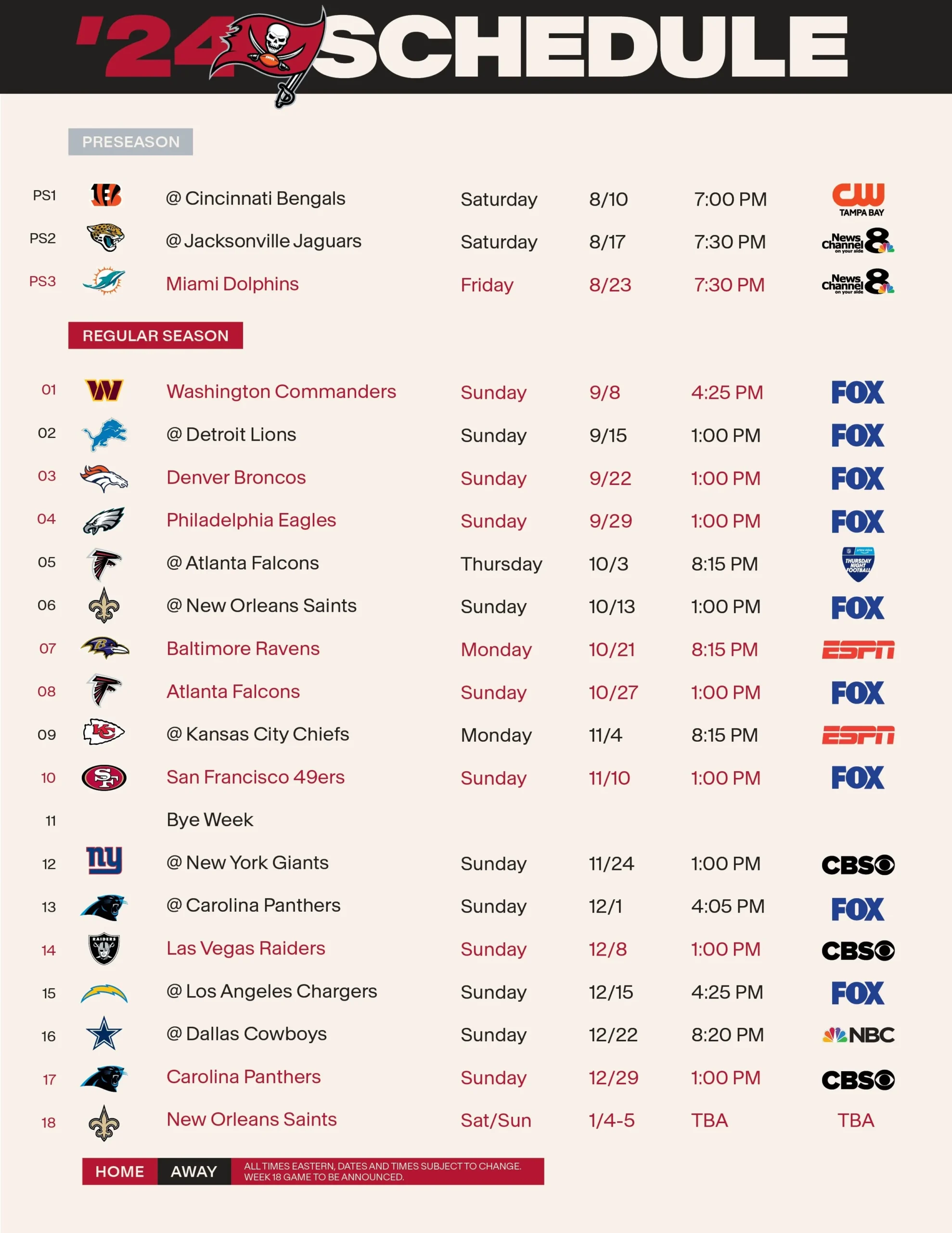 2024 Tampa Bay Buccaneers NFL Schedule Analysis Bucs Nation