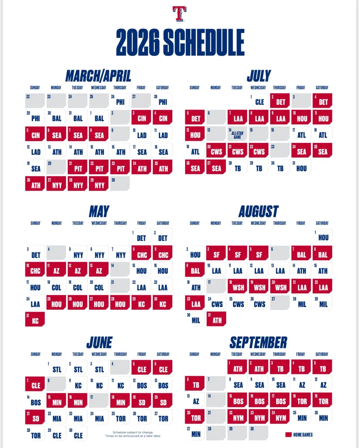 2026 Texas Rangers Schedule Released Lone Star Ball 2026 Texas Rangers Schedule Released Lone Star Ball