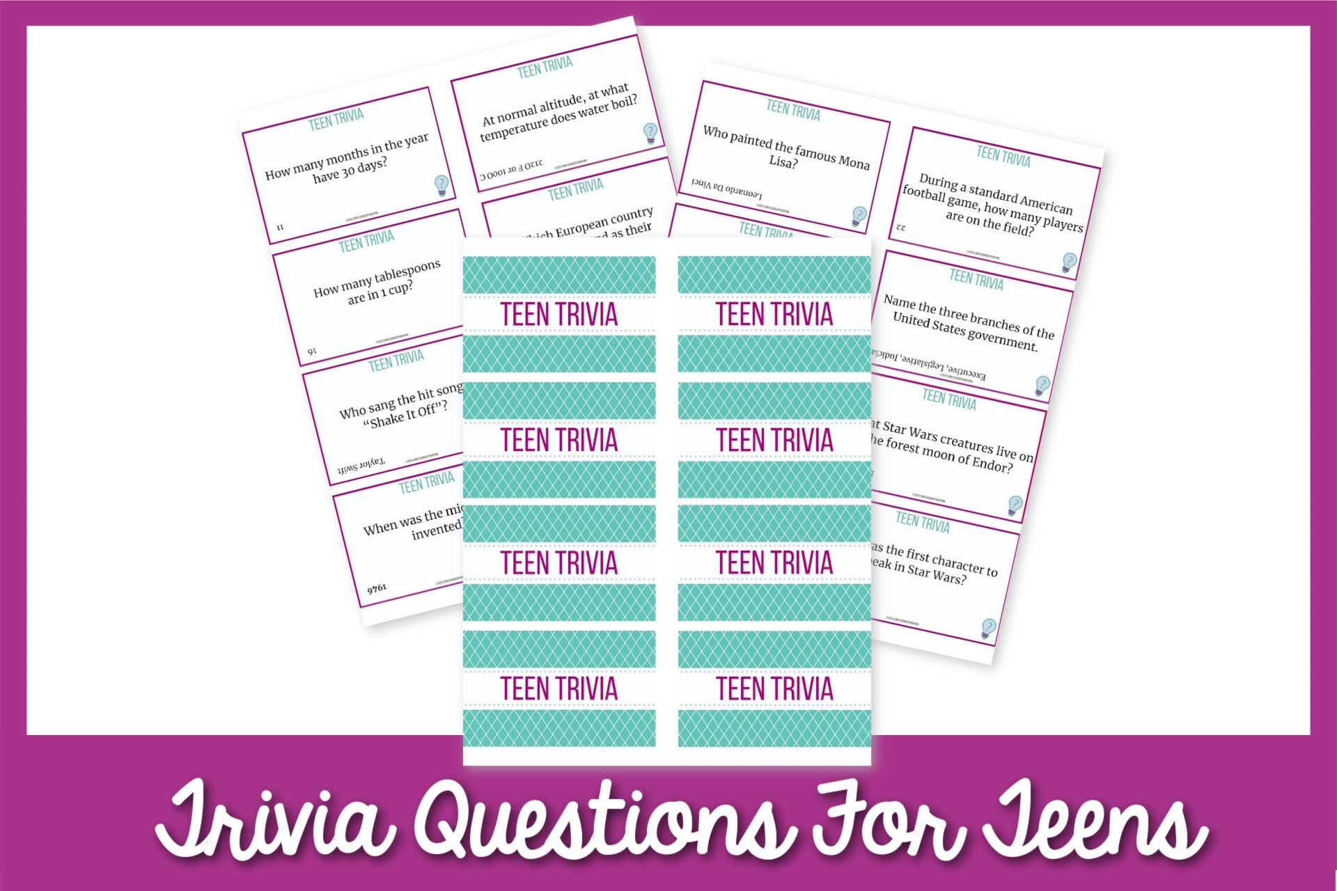 Trivia Printables For Teens