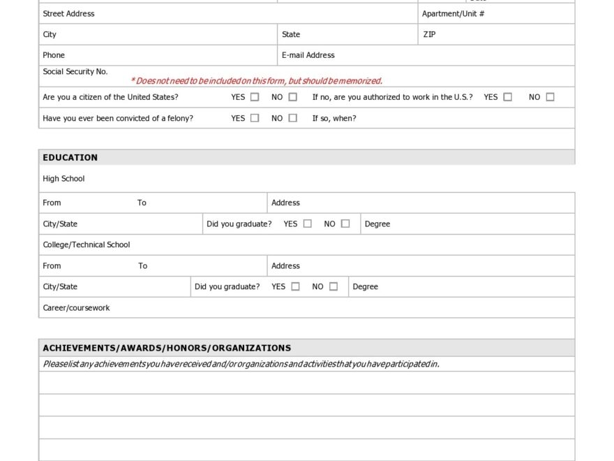 41 Free Personal Information Forms Templates TemplateLab