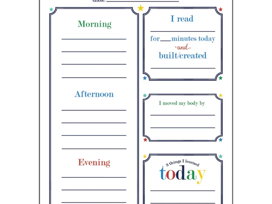 5x7 Kids Daily Planner Notepad 100 Pages Primary Colors WH Hostess Social Stationery