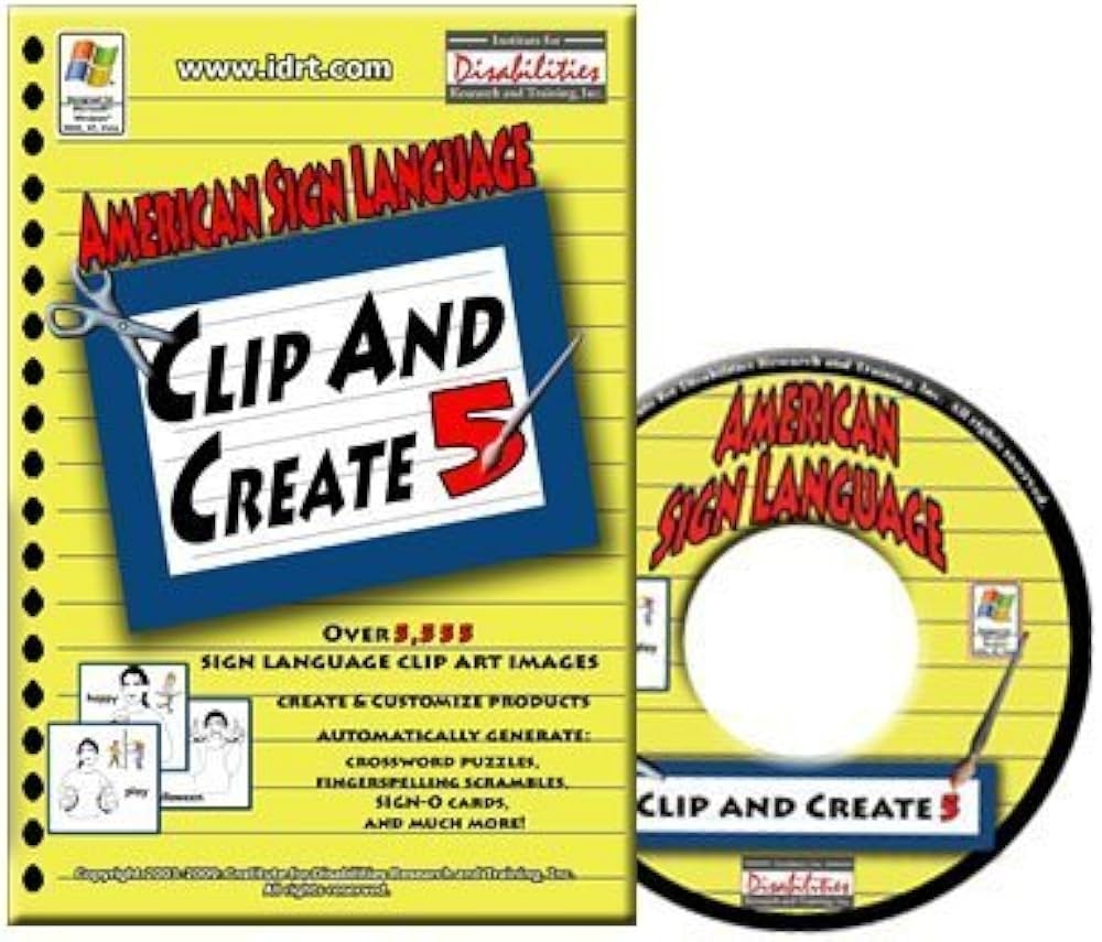 Amazon American Sign Language Clip And Create 5 ASL Clip Art CD ROM Windows 