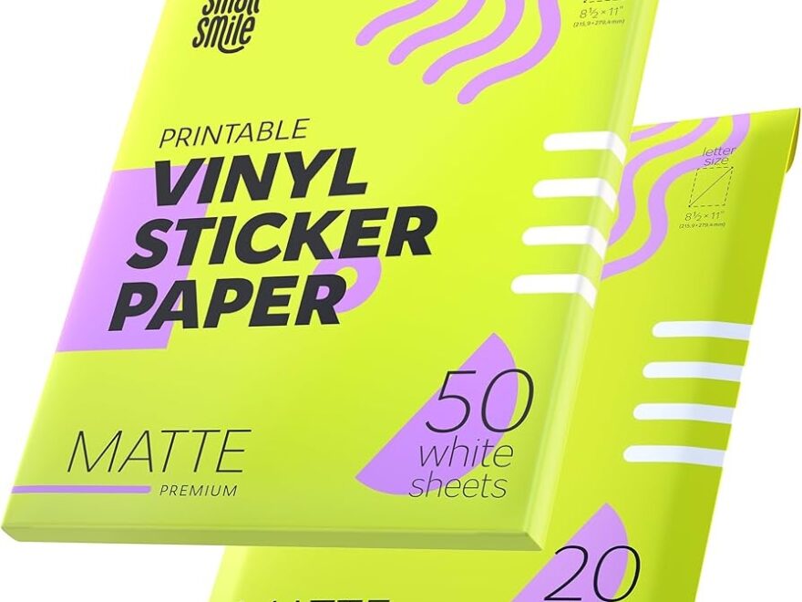Amazon Premium Printable Vinyl Sticker Paper For Inkjet Printer And Laser 70 White Matte Sticker Paper Waterproof Durability Adhesive Paper 8 5 X 11 Fast Dry Holds Ink Well Great