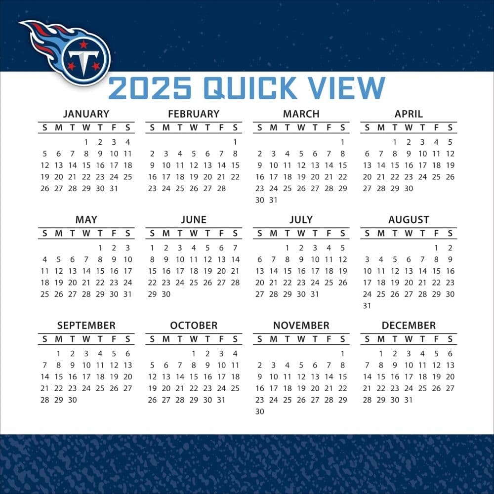 Tennessee Titans 2026 Printable Schedule
