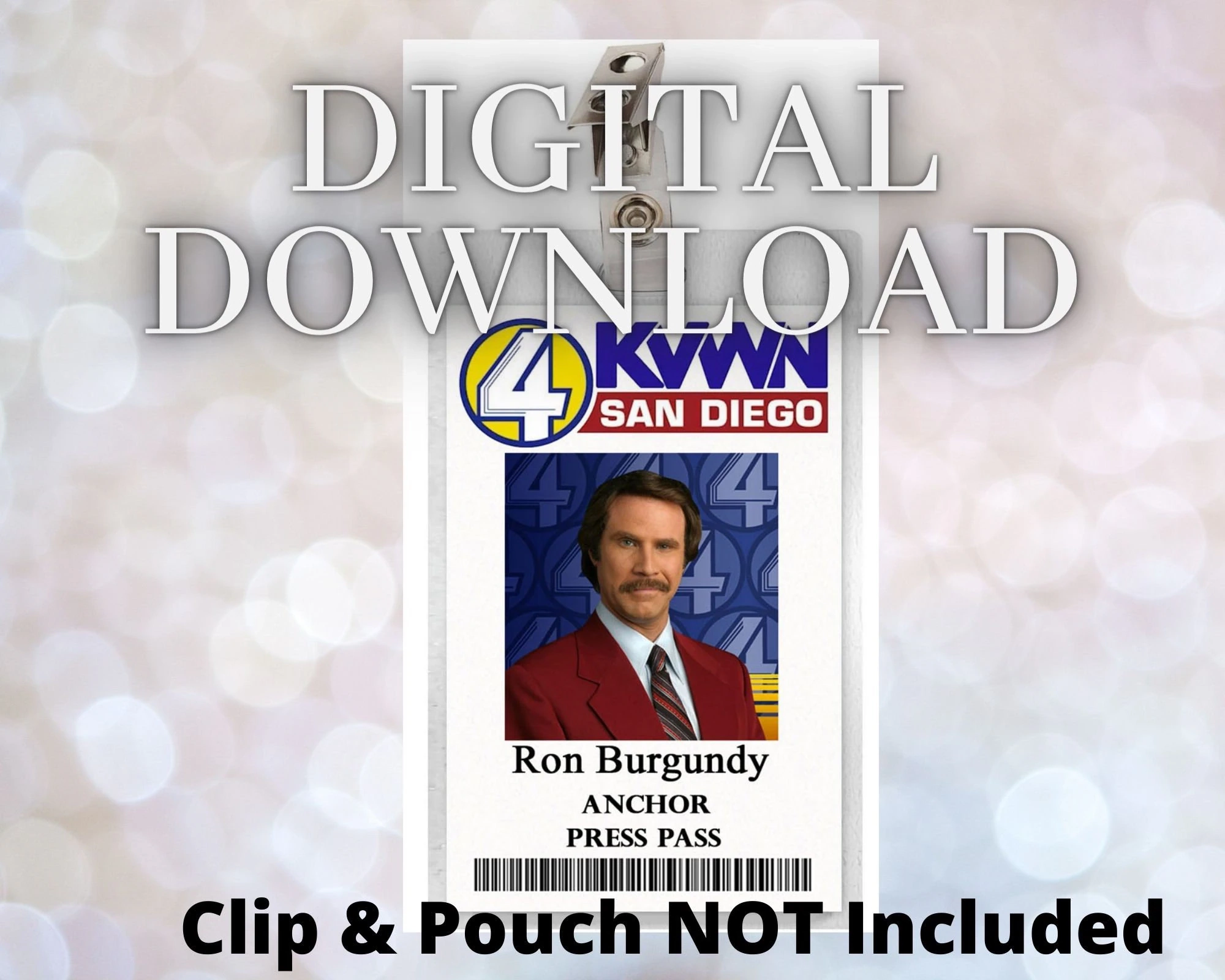 Anchorman ID Badge Ron Burgundy Channel 4 Press News Pass ID Badge Card Download Image Name Tag Cosplay Costume Etsy