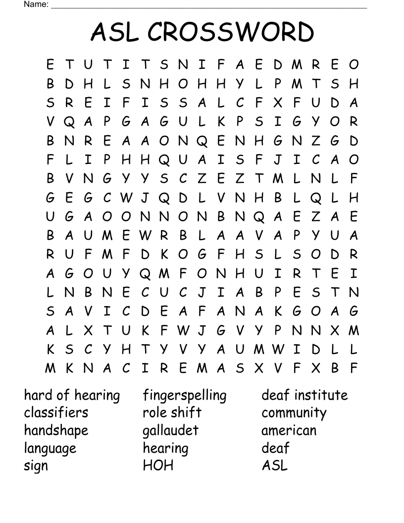 ASL CROSSWORD Word Search WordMint ASL CROSSWORD Word Search WordMint