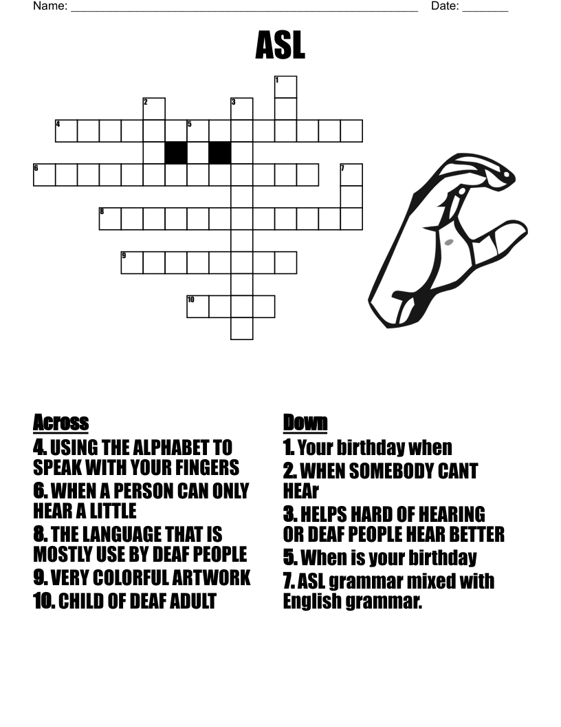 ASL Crossword WordMint ASL Crossword WordMint