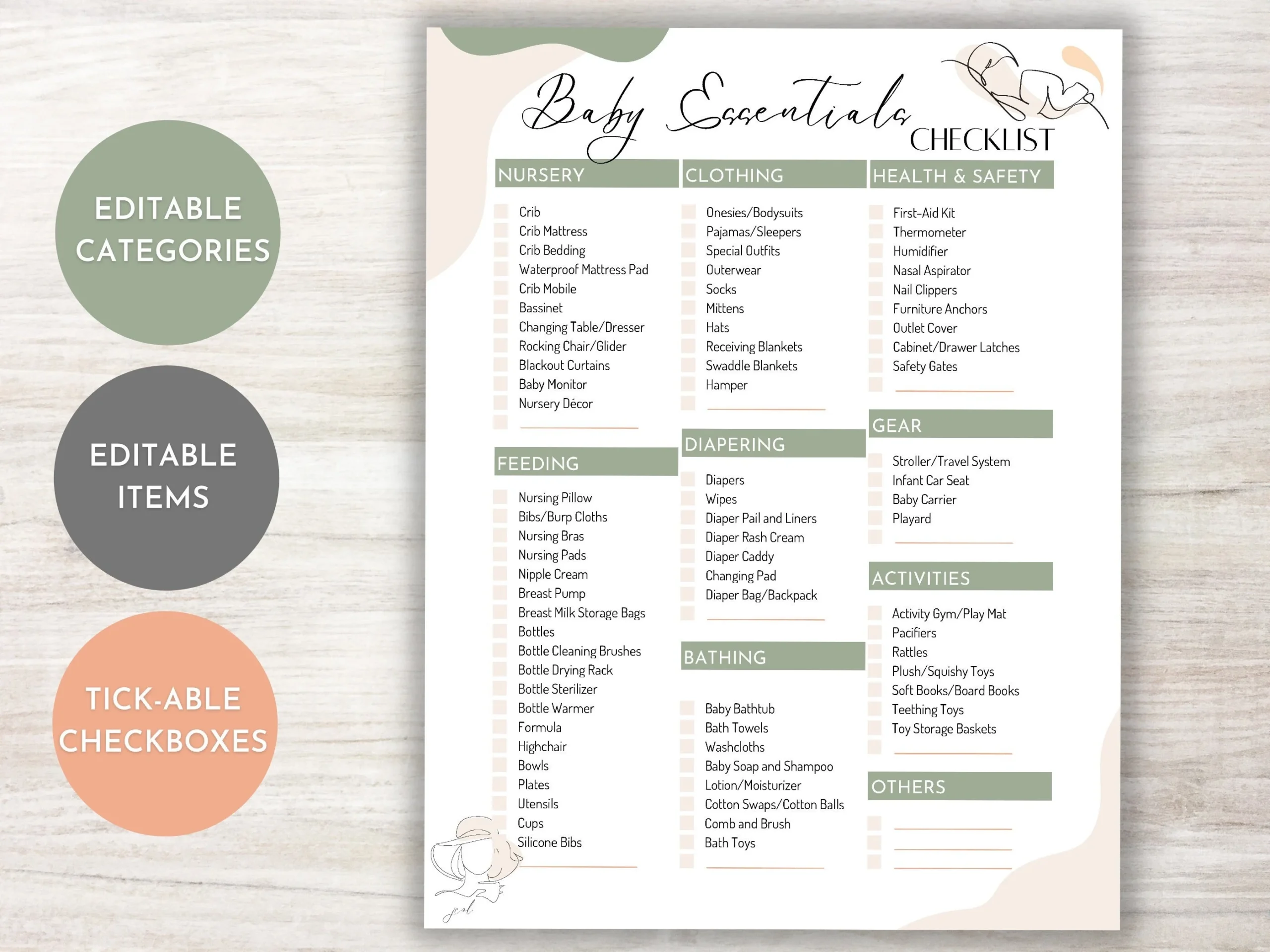 Baby Registry Essentials Checklist Customizable Fillable Printable PDF Ultimate Baby Must Haves Practical Newborn Gift Ideas Etsy