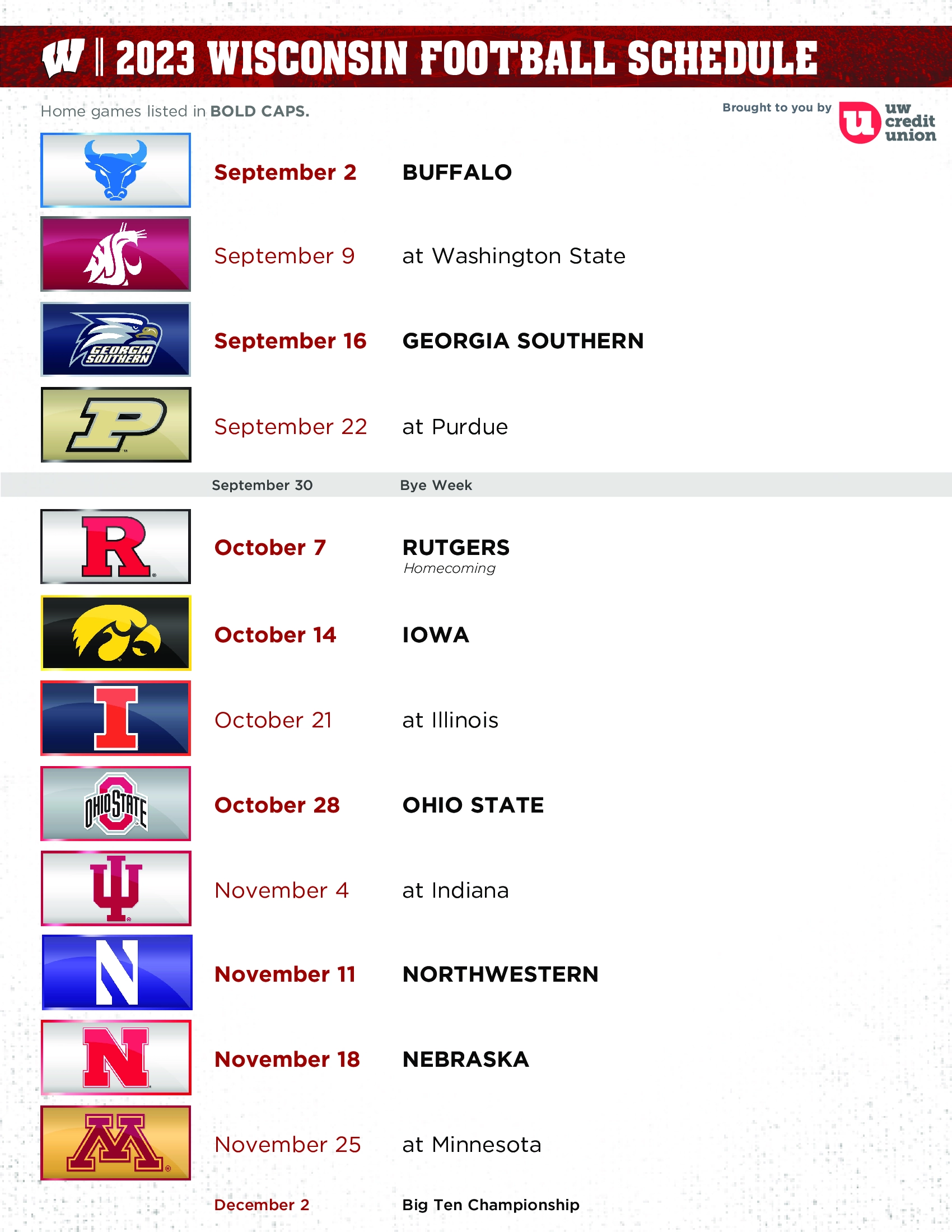 Badgers Open Up At Camp Randall 2023 Official Schedule WFRV