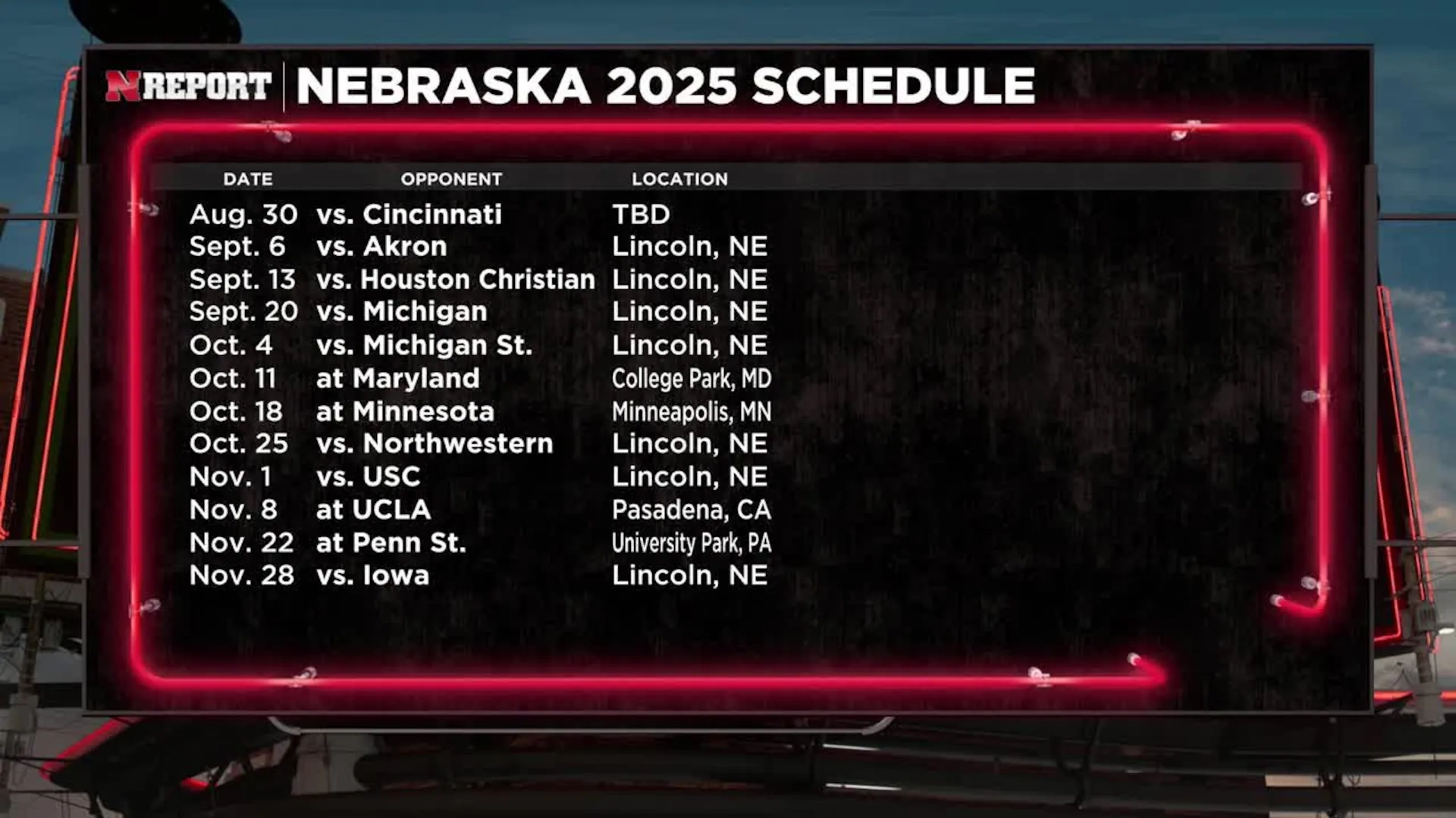 Nebraska Football Tv Schedule 2026 Printable Nebraska Football Tv Schedule 2026 Printable