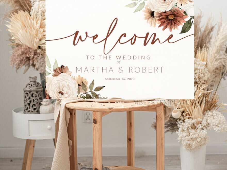Boho Wedding Welcome Sign Template Instant Download Rustic Wedding Sign Garden Sign Set Printable Minimalist Large Sign WBoho10