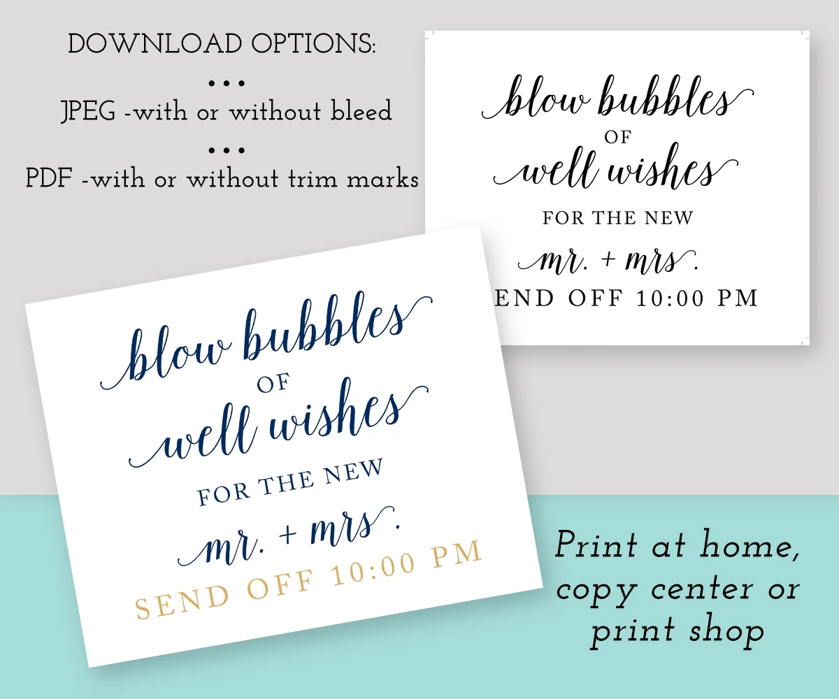 Free Printable Bubbles Sign Wedding