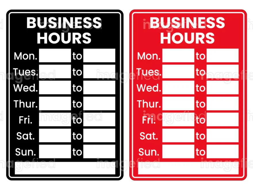 Business Hours Sign Stickers Printable Digital Downloadable Files Worksheets Library