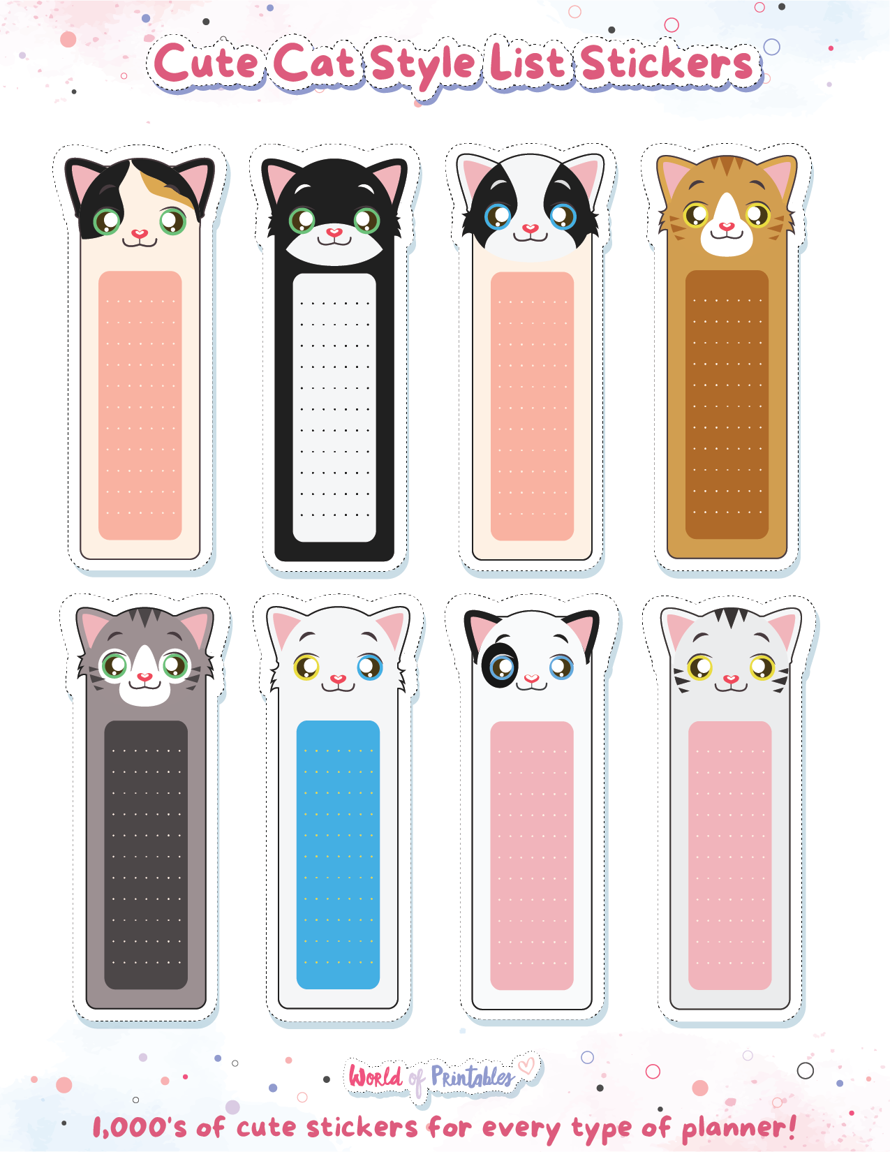 Cat To Do List Stickers Printable Digital World Of Printables