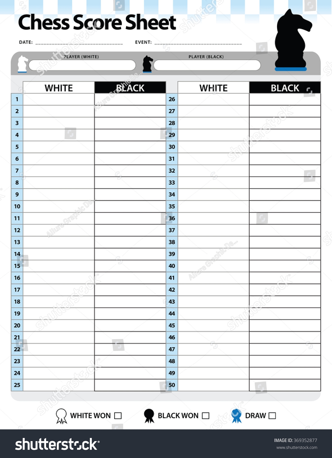 Printable Chess Score Sheet