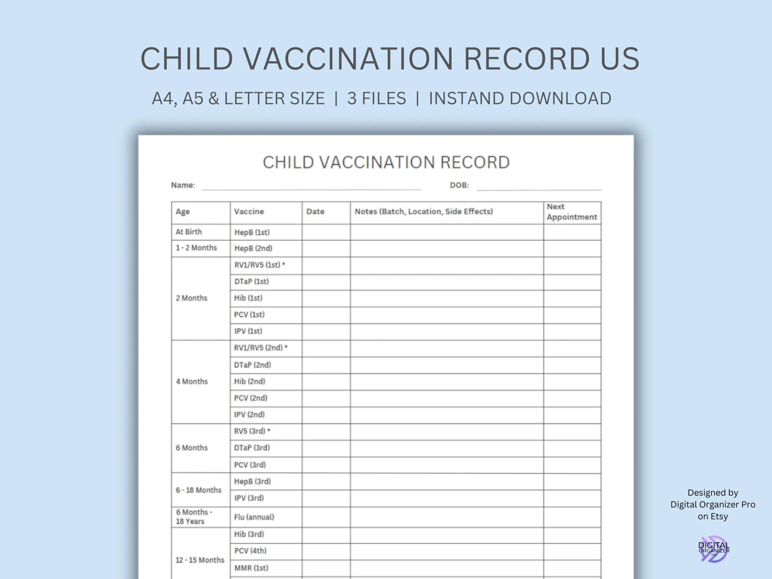 Printable Immunization Schedule 2026