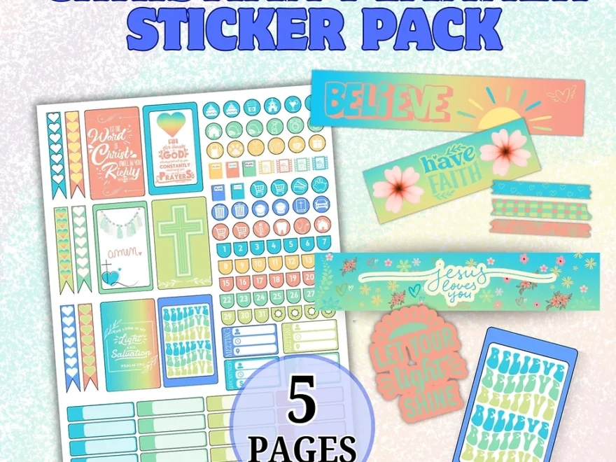 Christian Planner Sticker Pack 5 Pages Printable PDF DIYvinci