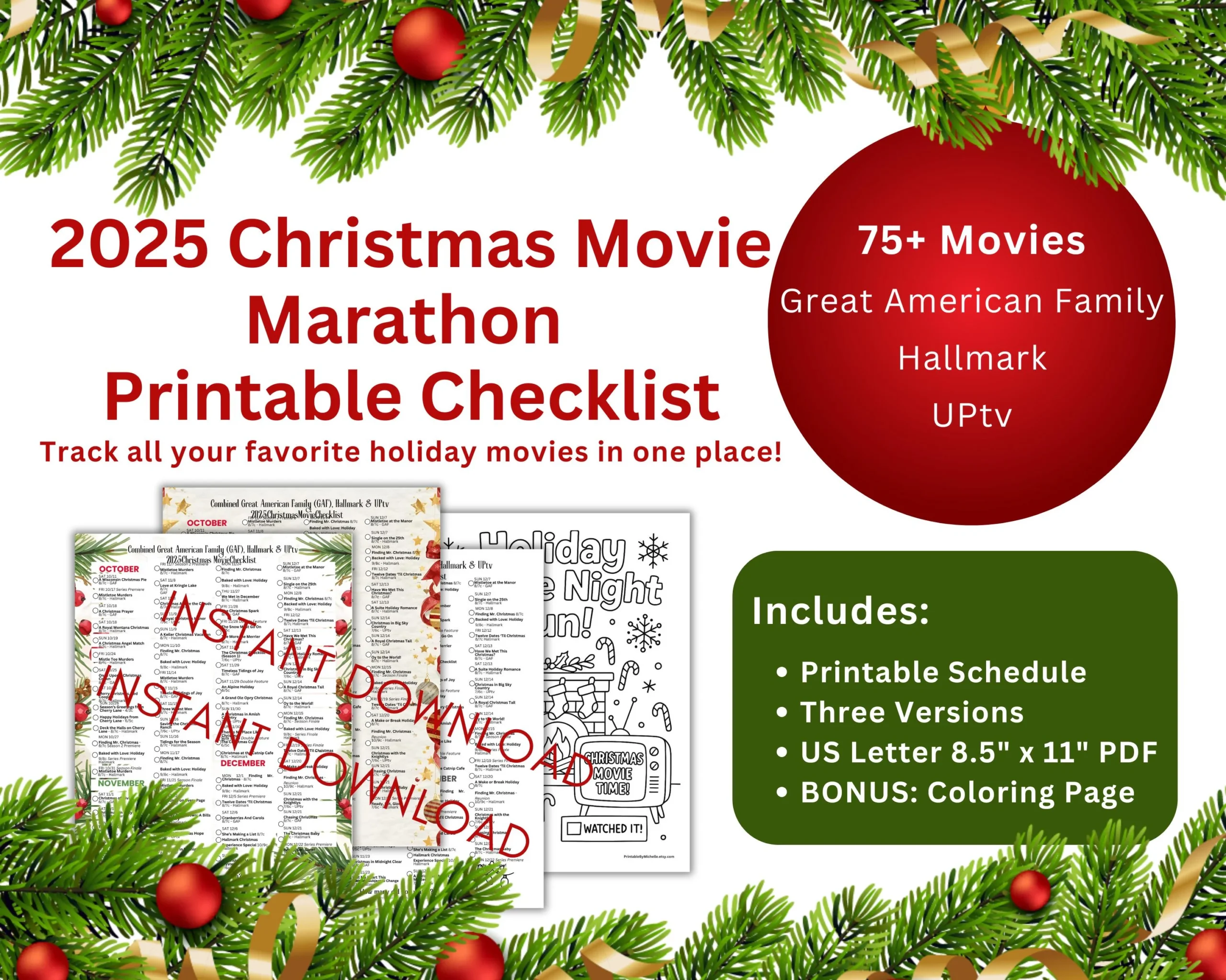 Christmas Movie Calendar Etsy