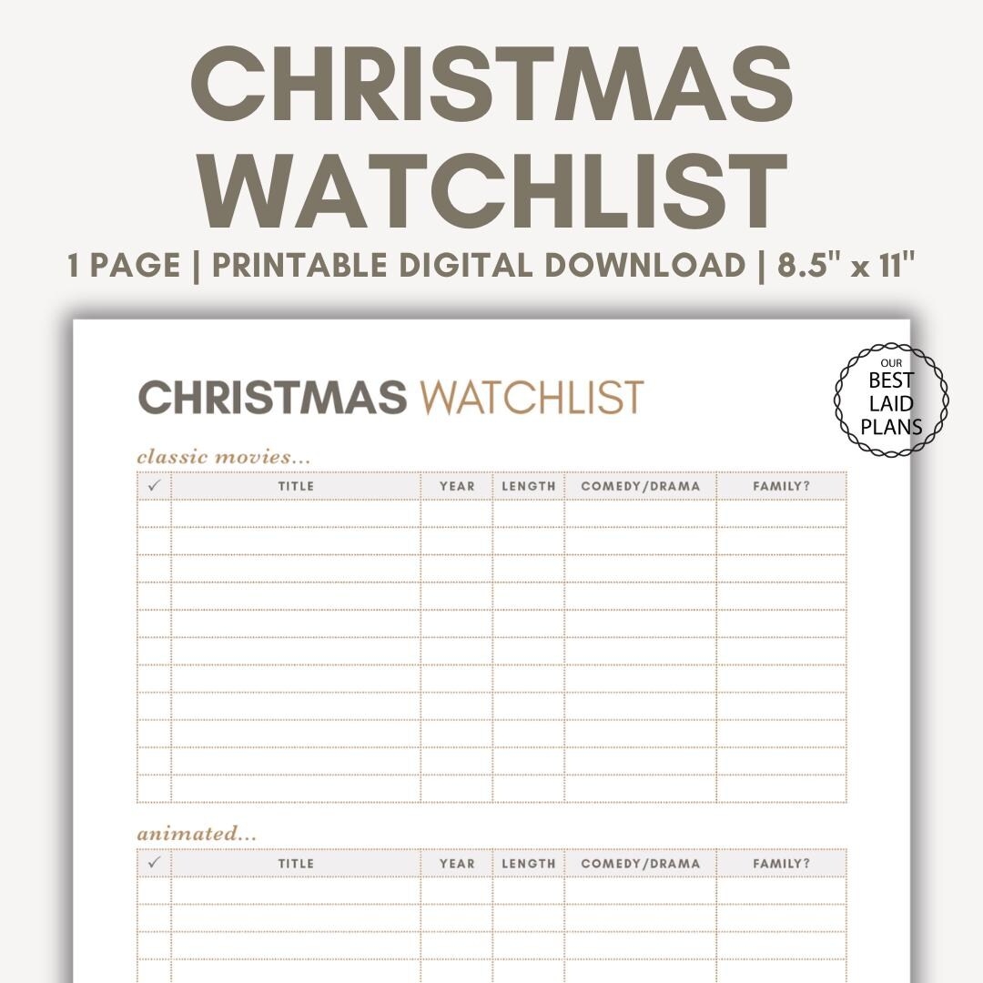 Christmas Movie Watch List Printable Planner Movies To Watch Tracker Printable Holiday Movies Christmas 2025 Printable Life Printables Etsy Australia