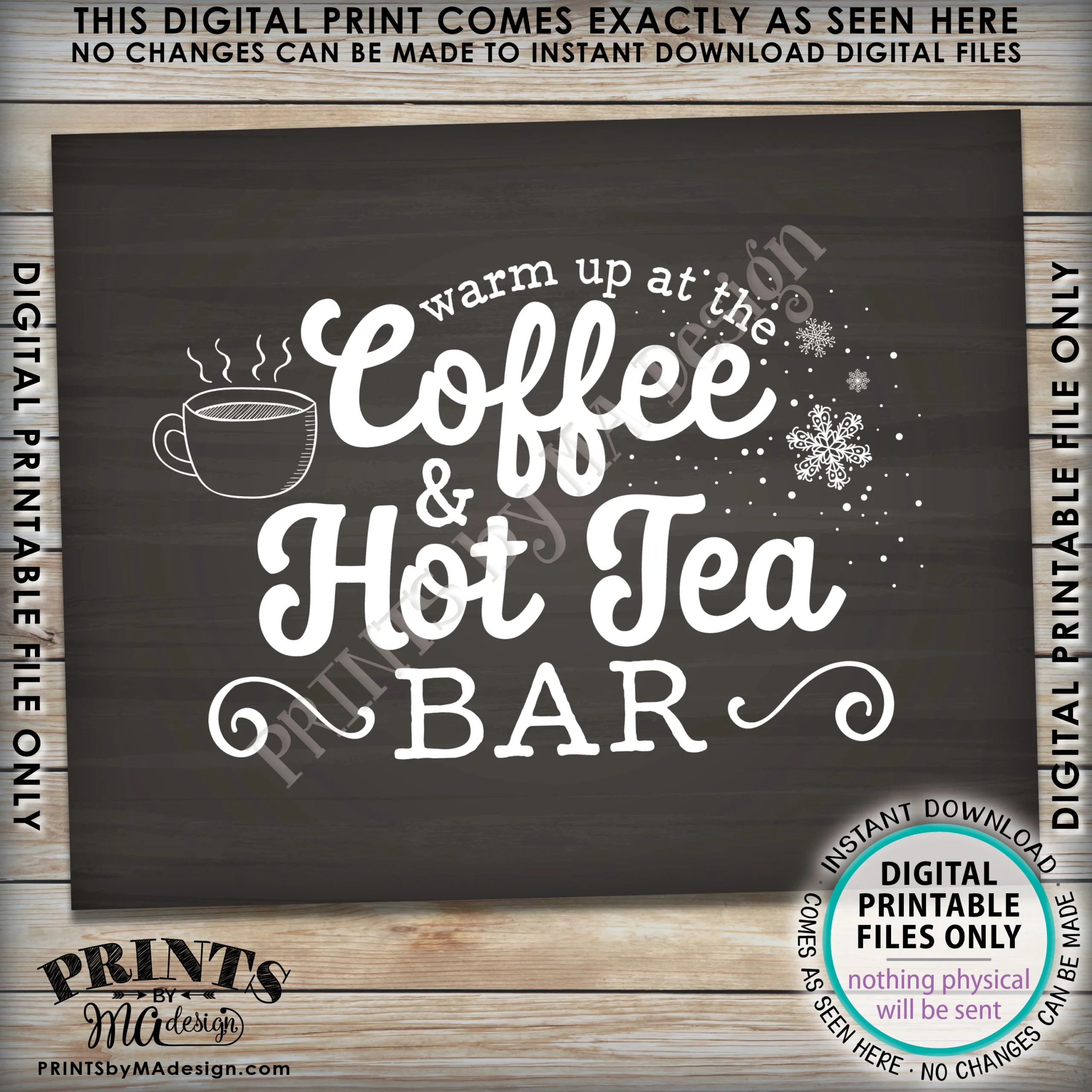 Coffee And Tea Sign Warm Up At The Coffee Hot Tea Bar Coffee Station Coffee Bar PRINTABLE 8x10 Chalkboard Style Coffee Tea Sign