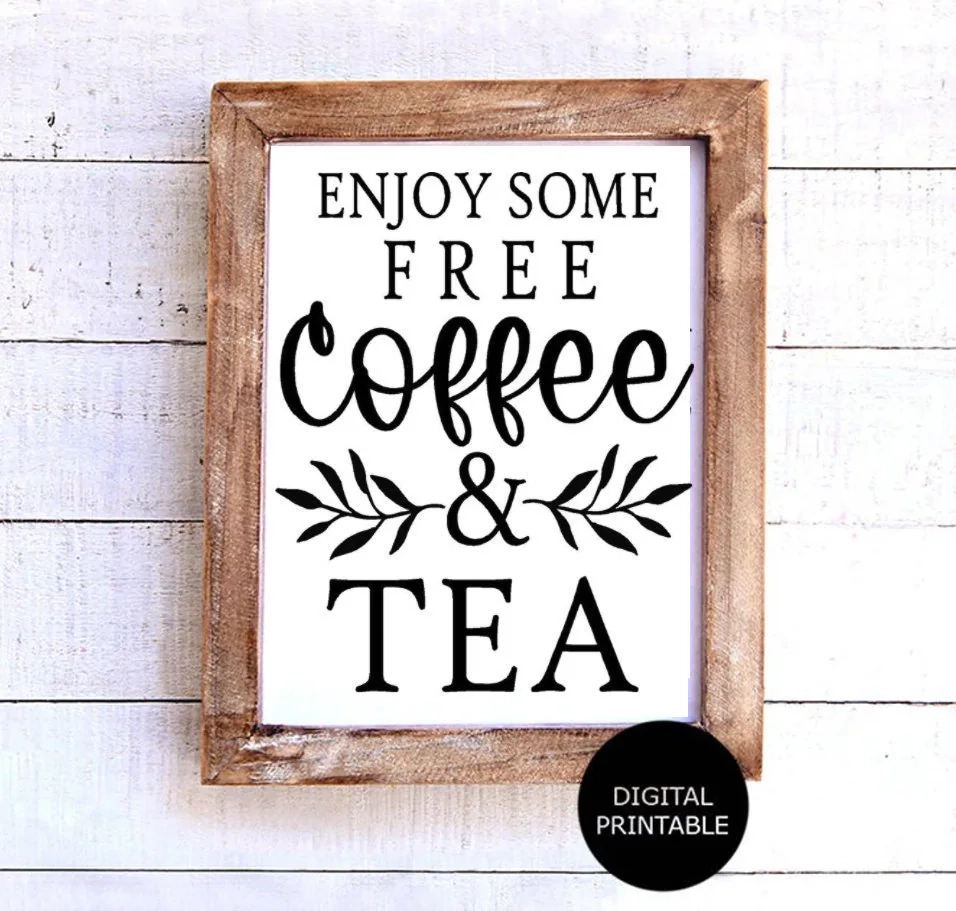 Coffee Bar Printable Office Drink Sign Free Coffee And Tea Printable Coffee Digital Print Customer Appreciation Drink Bar Self Serve Etsy Israel