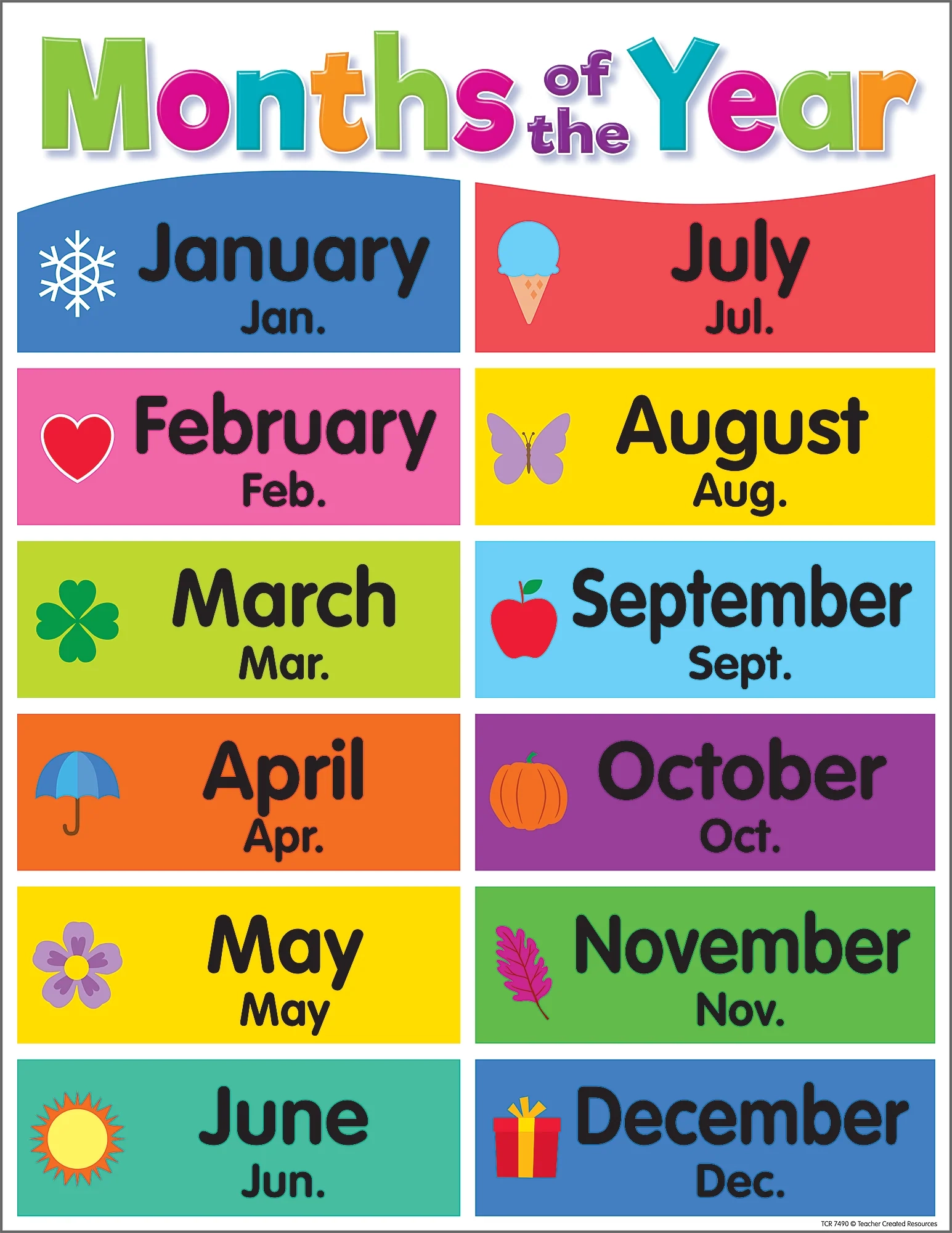 Colorful Months Of The Year Chart McGregor s Teacher Supplies