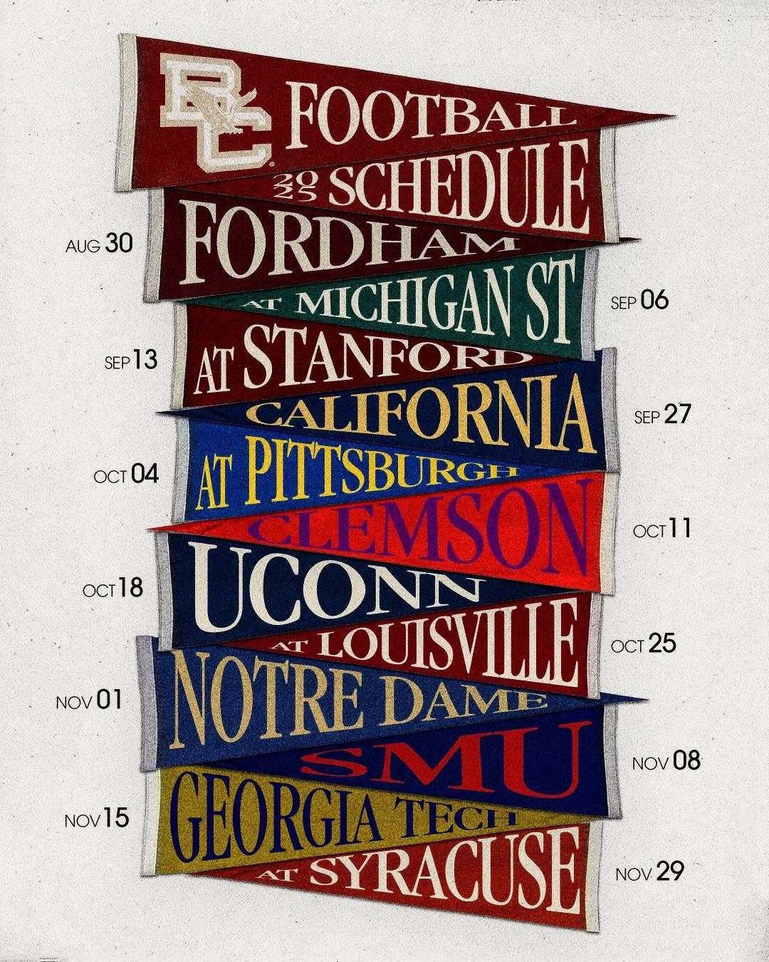 Complete 2025 BC Football Schedule Revealed Boston College Athletics