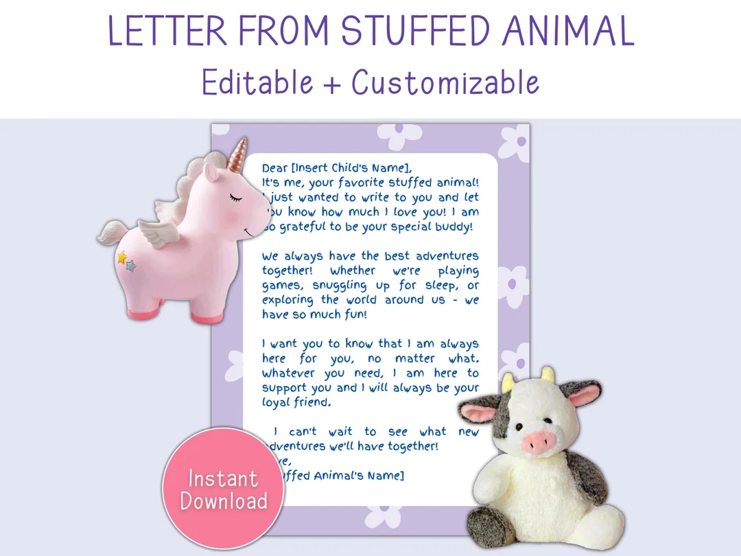 Customizable Letter From Favorite Stuffed Animal Or Doll Note From Your Child s Favorite Stuffy Comfort Letter Custom Letter Template Magic Etsy