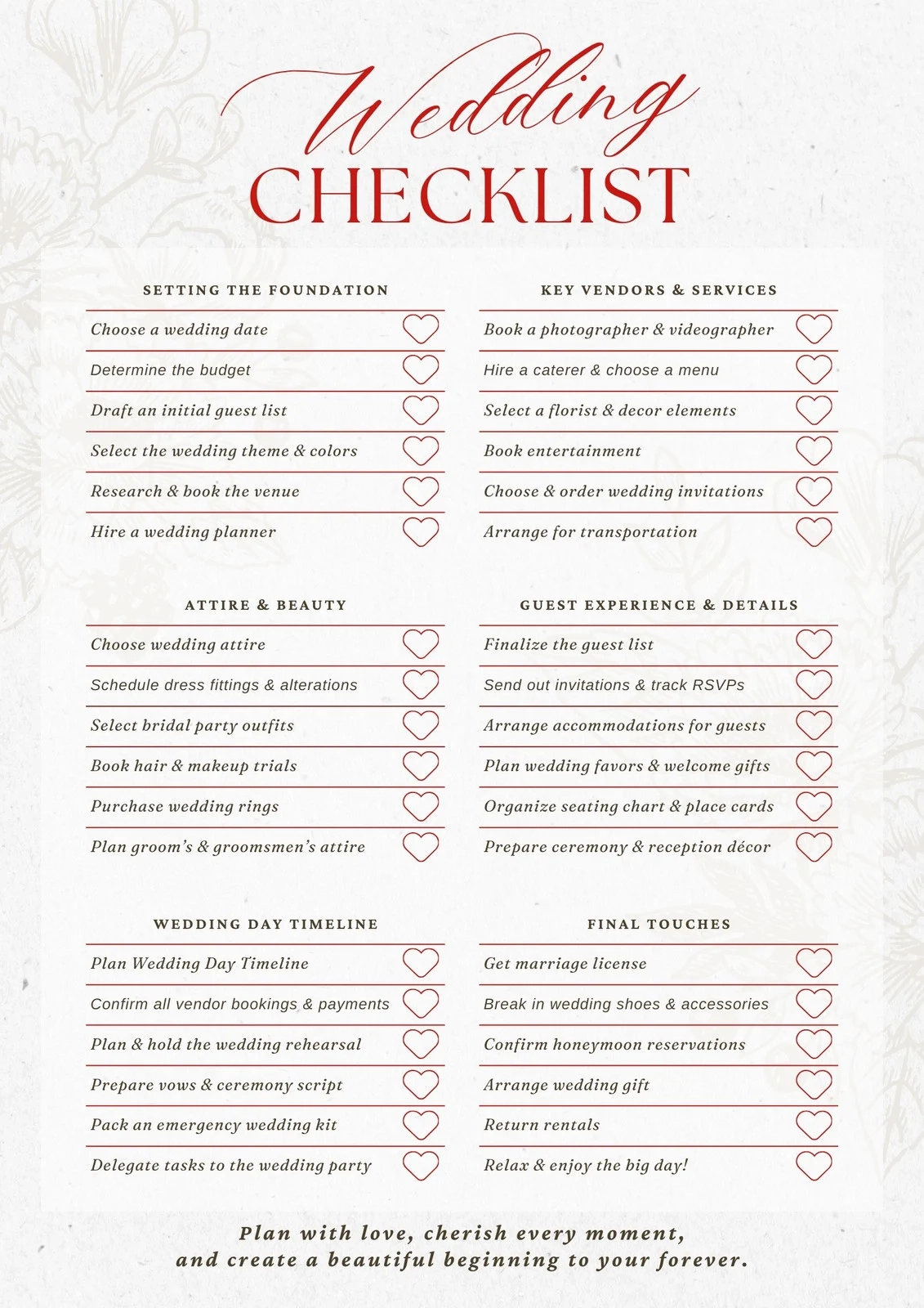 Printable Wedding To Do List