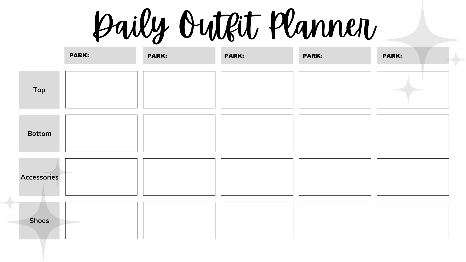 Daily Outfit Planner Instant Download Etsy