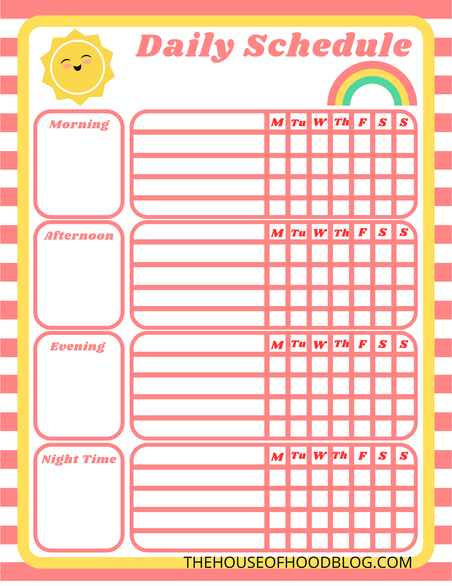 Daily Schedule Printable For Little Kids 