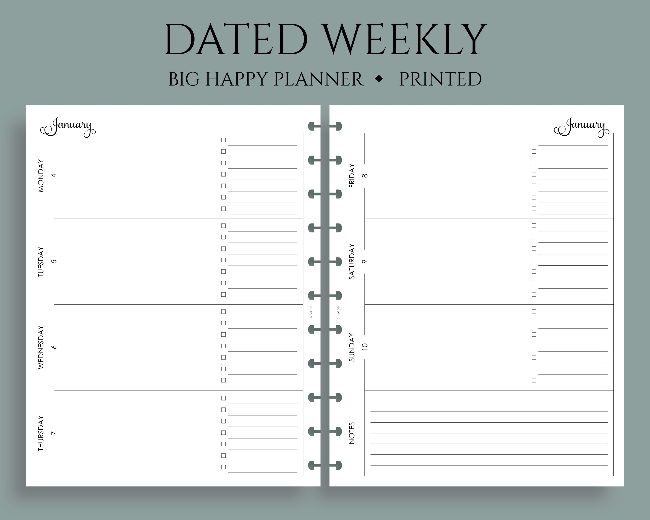 Dated Horizontal Weekly Layout With To Do List Notes PT Paper