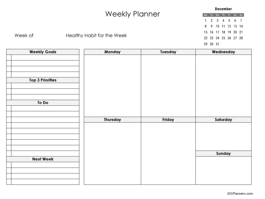December 2025 Calendar Instant Download