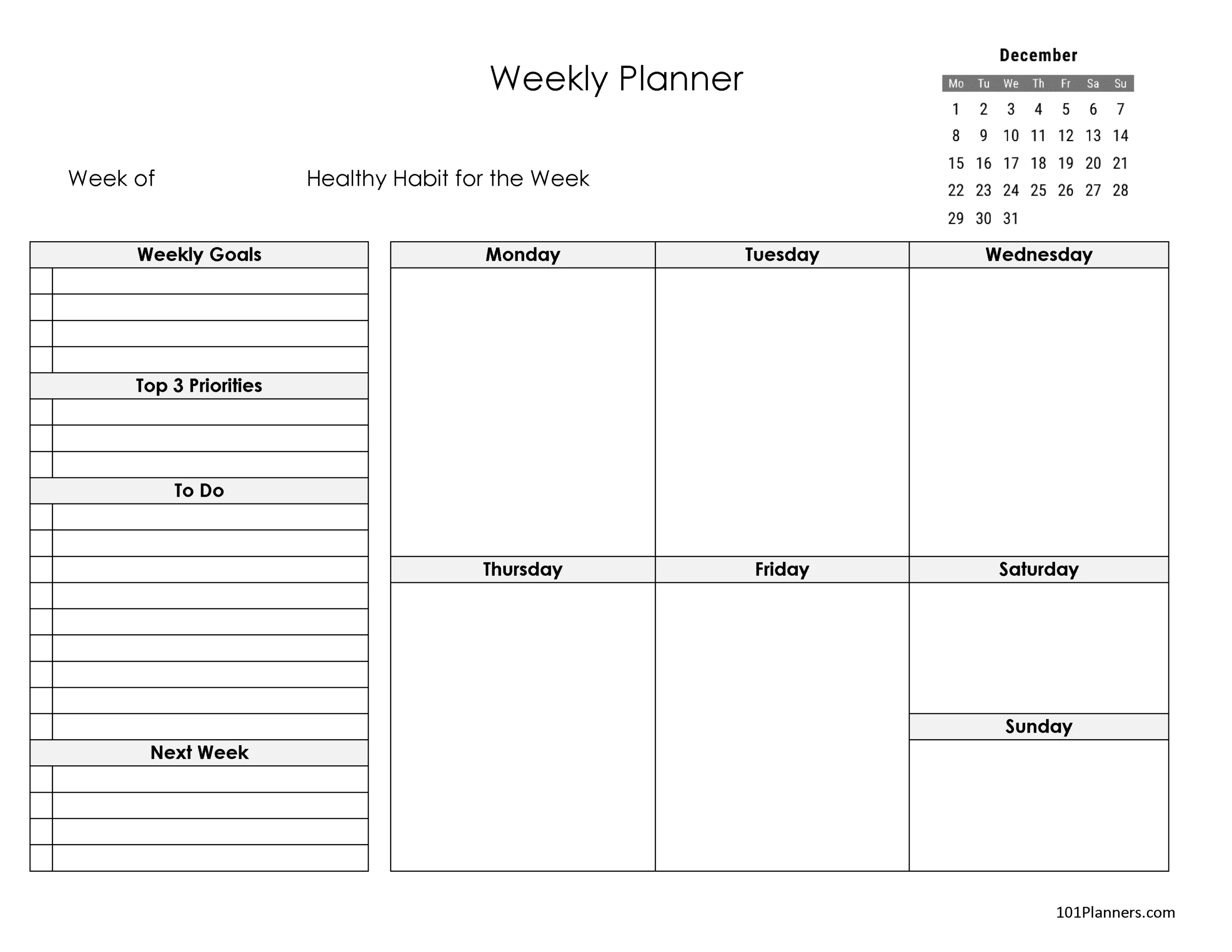 December 2025 Calendar Instant Download