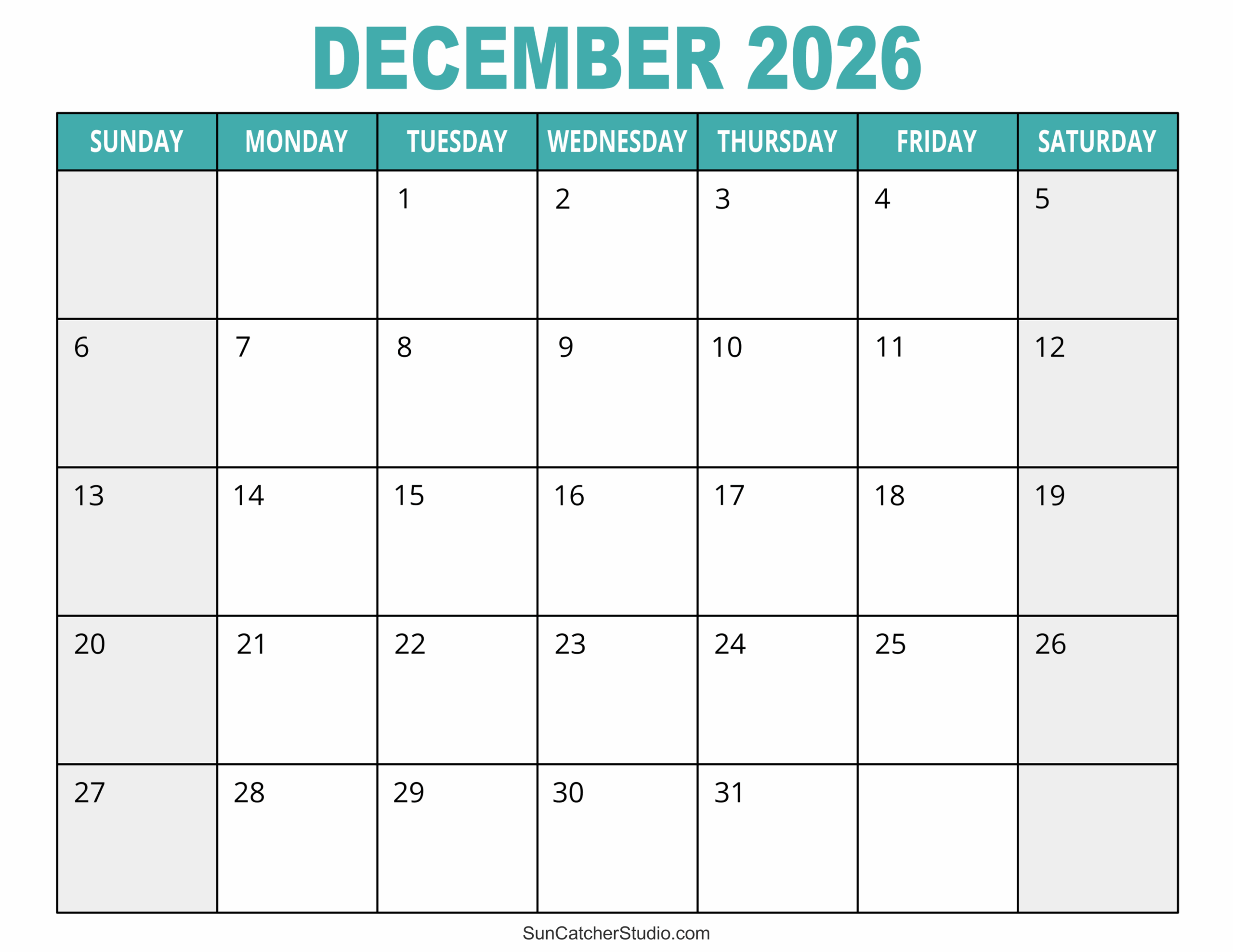 December 2026 Calendar Free Printable Free Printables Monograms Design Tools Patterns DIY Projects December 2026 Calendar Free Printable Free Printables Monograms Design Tools Patterns DIY Projects