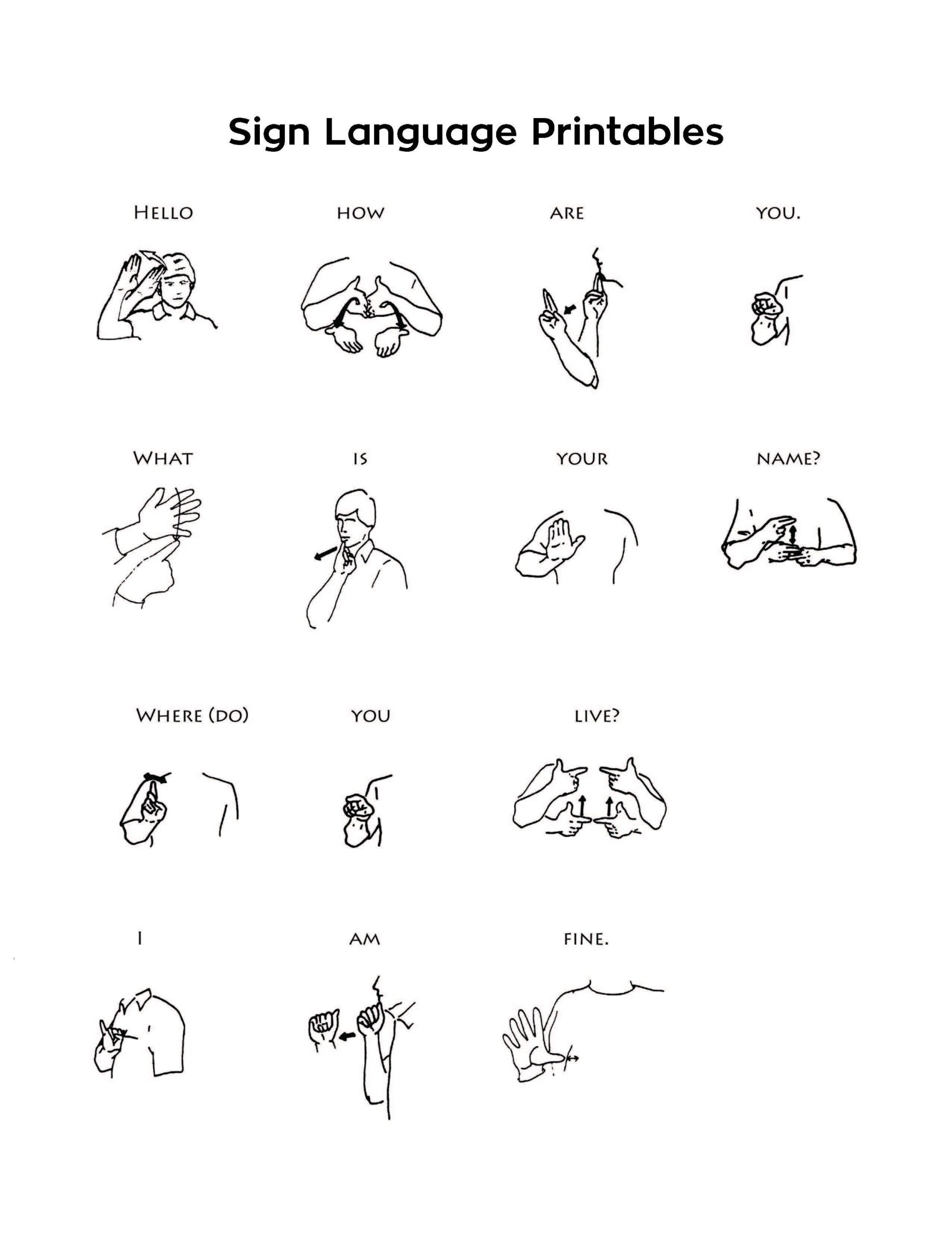 Phrases In Sign Language Printable