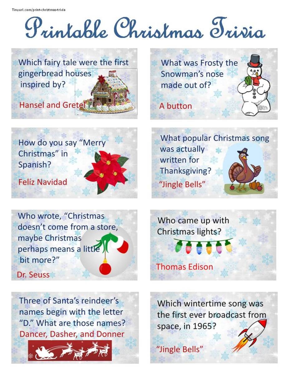 Printable Christmas Trivia For Cards Printable Christmas Trivia For Cards