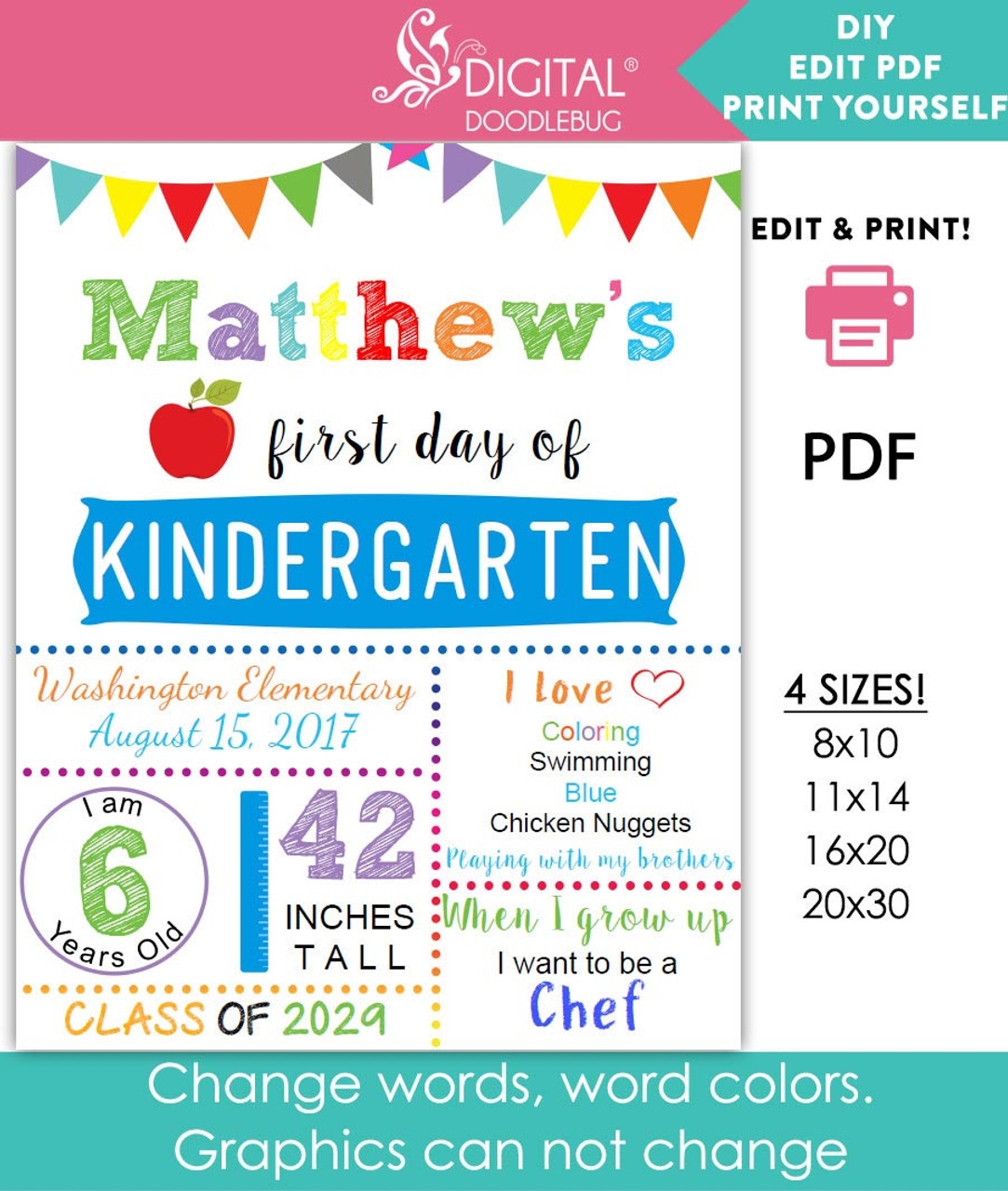 Printable Back To School Sign