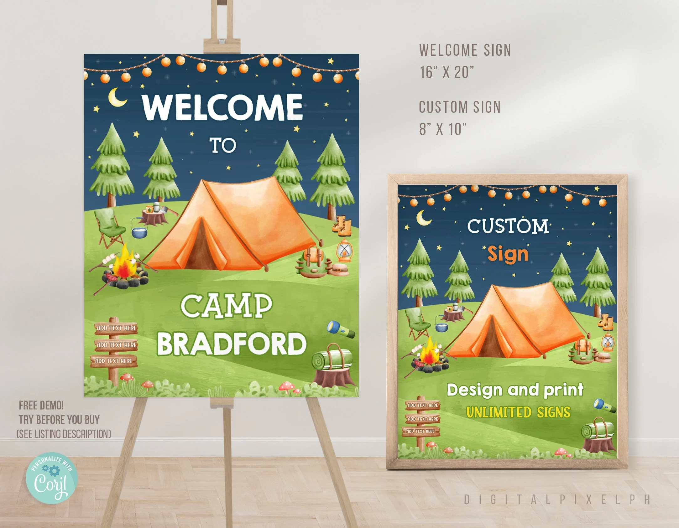 Personalized Camp Signs Free Printable