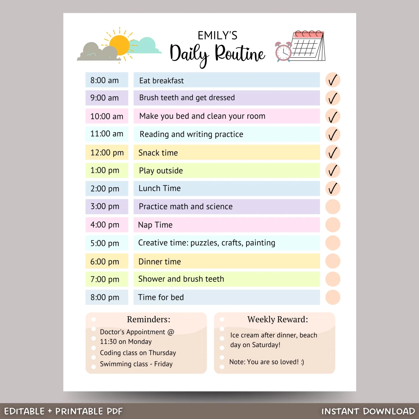 Editable Kids Daily Routine Printable Chore Chart Daily Schedule Tem Scribbled LLC Editable Kids Daily Routine Printable Chore Chart Daily Schedule Tem Scribbled LLC