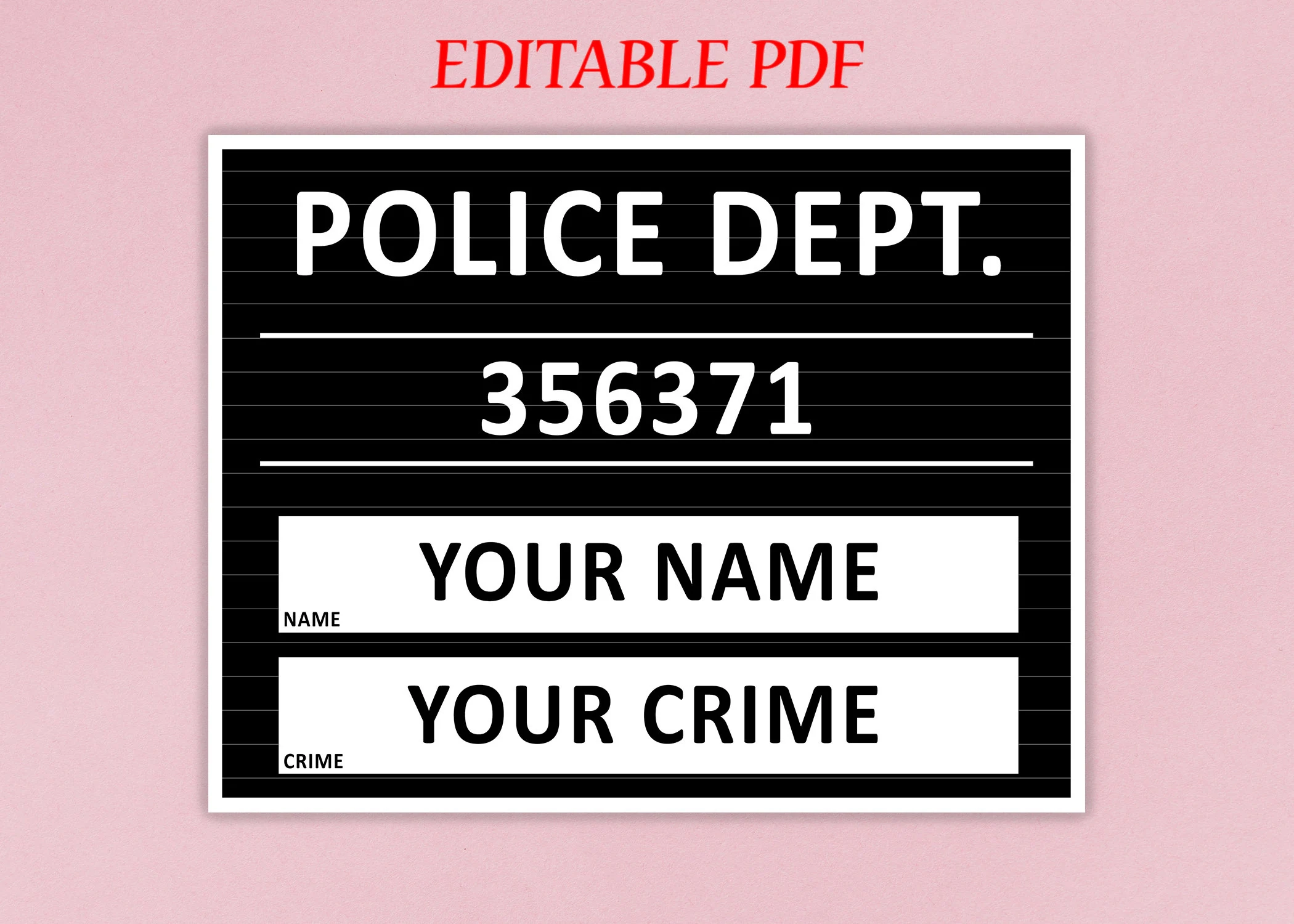 Printable Mugshot Sign Free Printable Mugshot Sign Free
