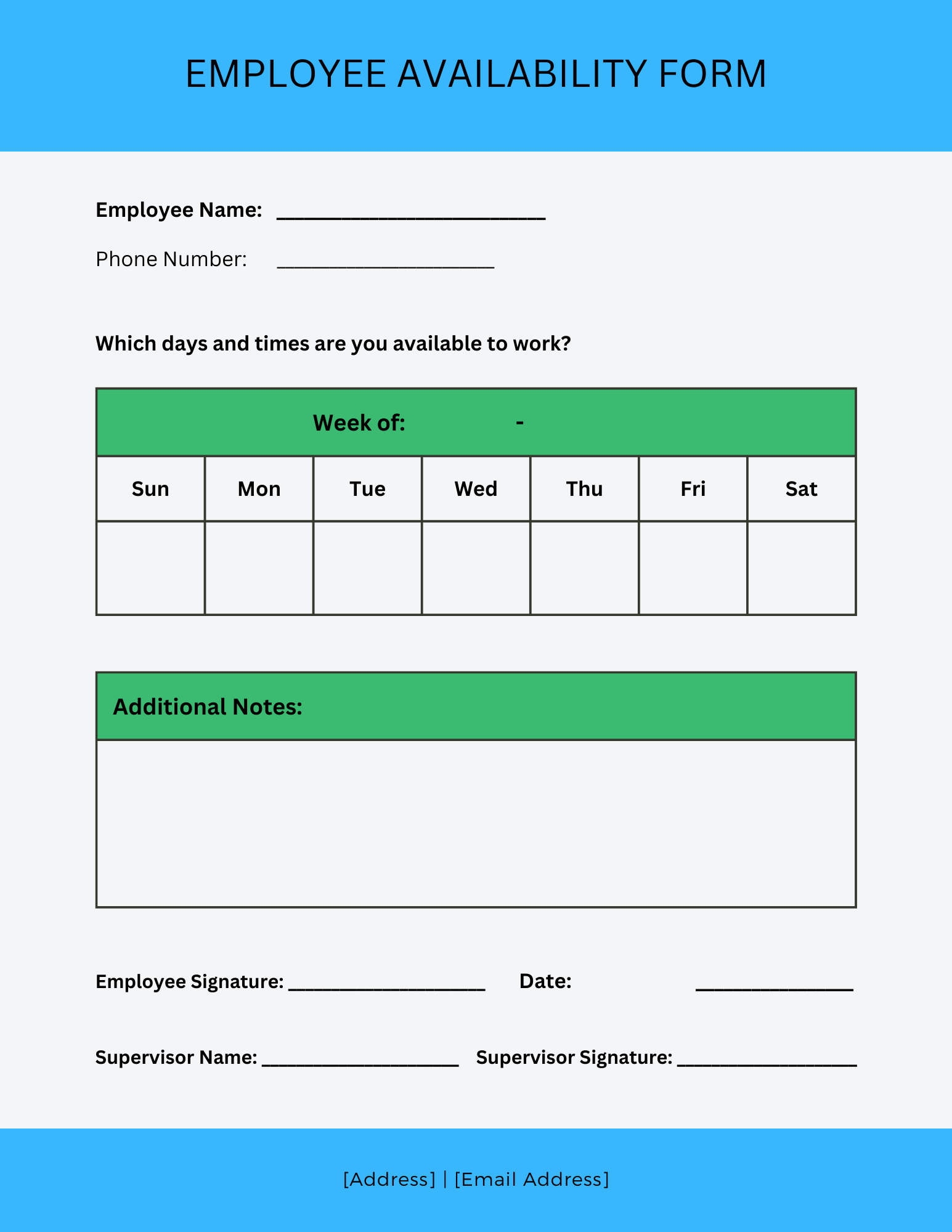 Employee Availability Form Free PDF Word Canva Templates Employee Availability Form Free PDF Word Canva Templates