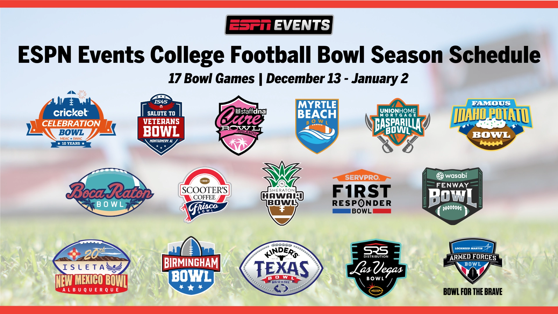 ESPN Events Announces 17 Game College Football Bowl Schedule For 2025 26 Season ESPN Press Room U S 