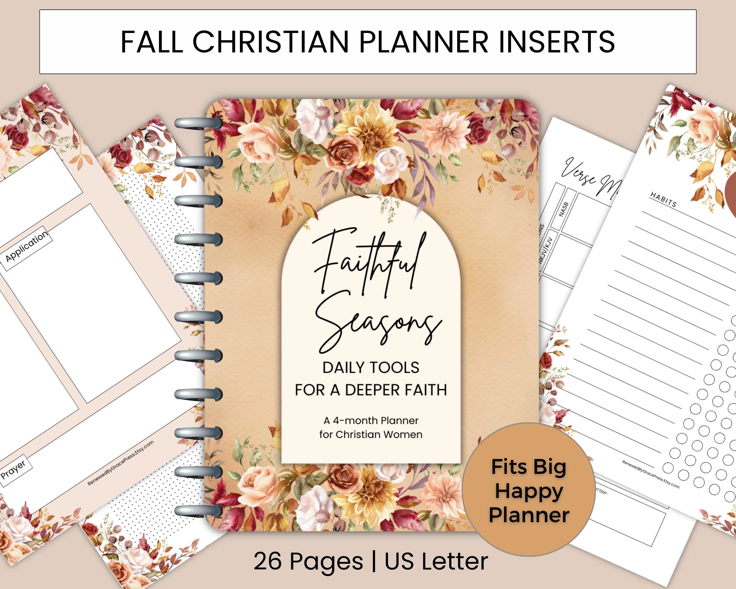 Fall Christian PLANNER For Women Printable Weekly Faith Planner Bible Study Prayer Sermon Notes Journal Pages BIG Happy Planner INSERTS Etsy Israel