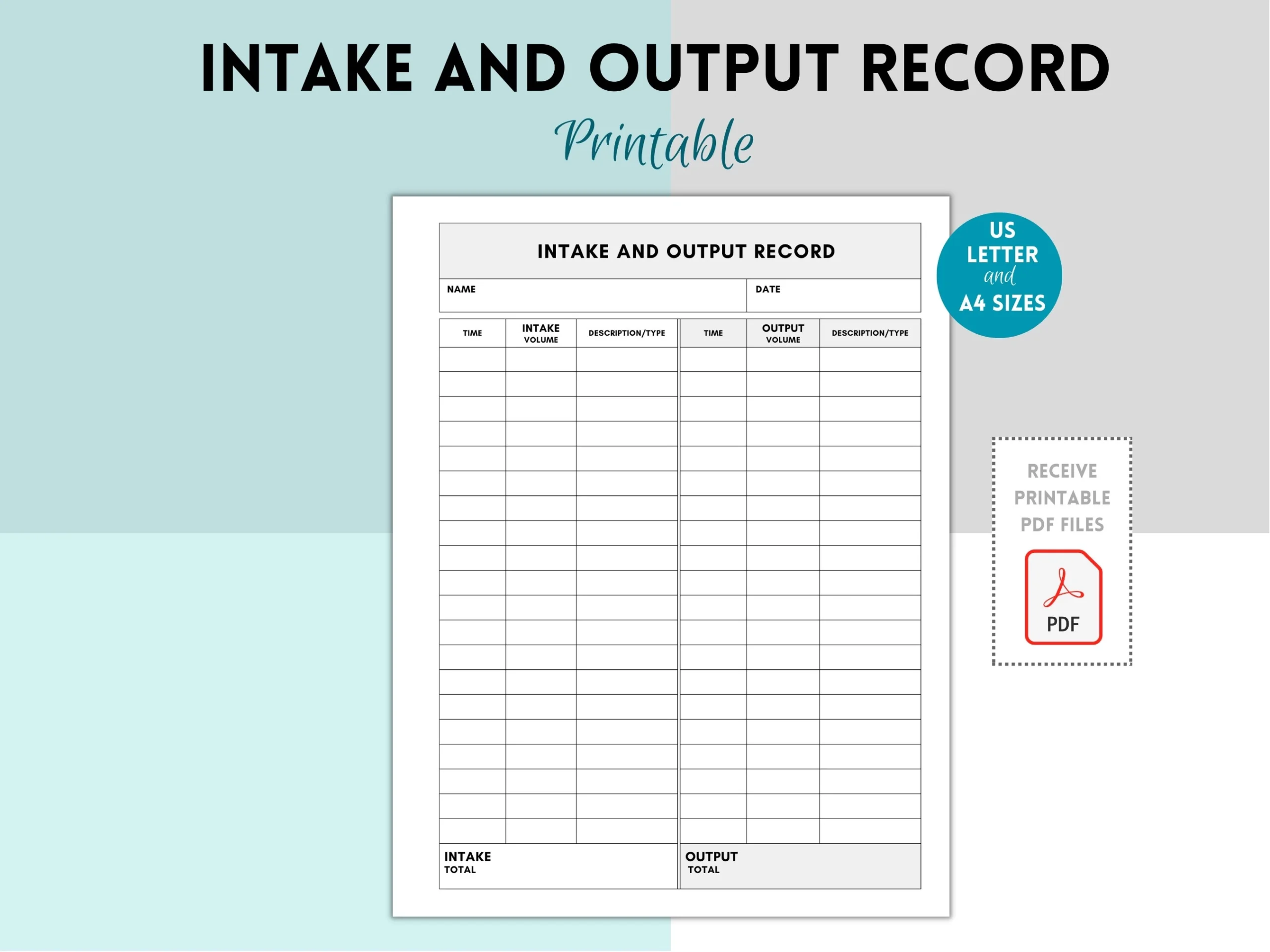 Printable Urine Output Chart
