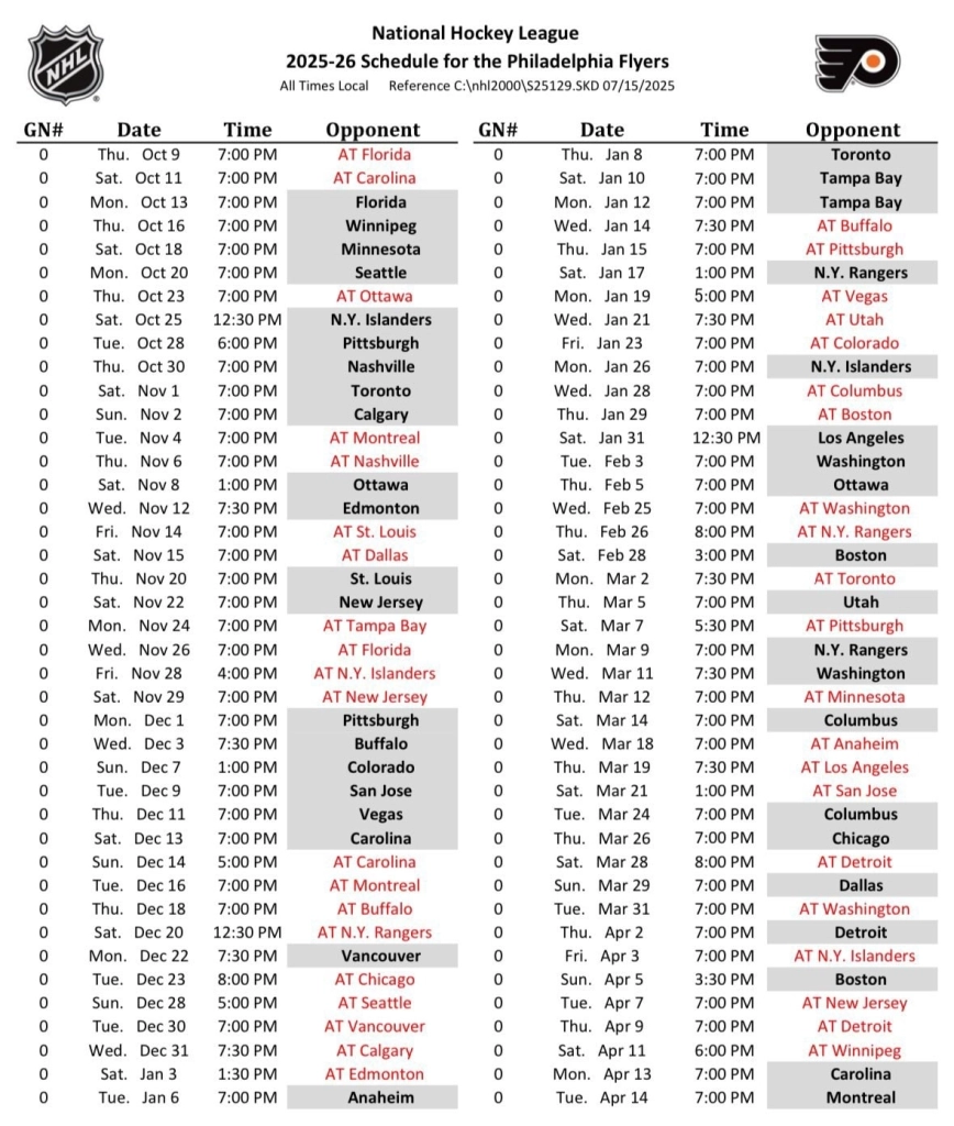 Flyers Drop 2025 26 Schedule Tough Start No Black Friday Home Game And Must watch Matchups Flyers Drop 2025 26 Schedule Tough Start No Black Friday Home Game And Must watch Matchups