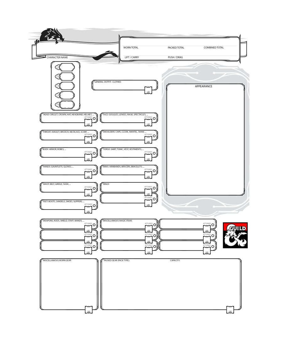 Form Fillable Inventory Sheet Dungeon Masters Guild Dungeon Masters Guild